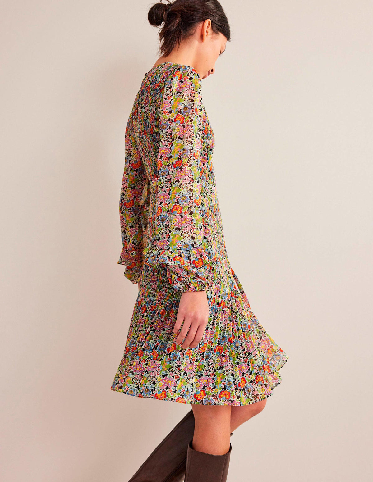 Plisse Mini Dress-Multi, Carnation Garden-5