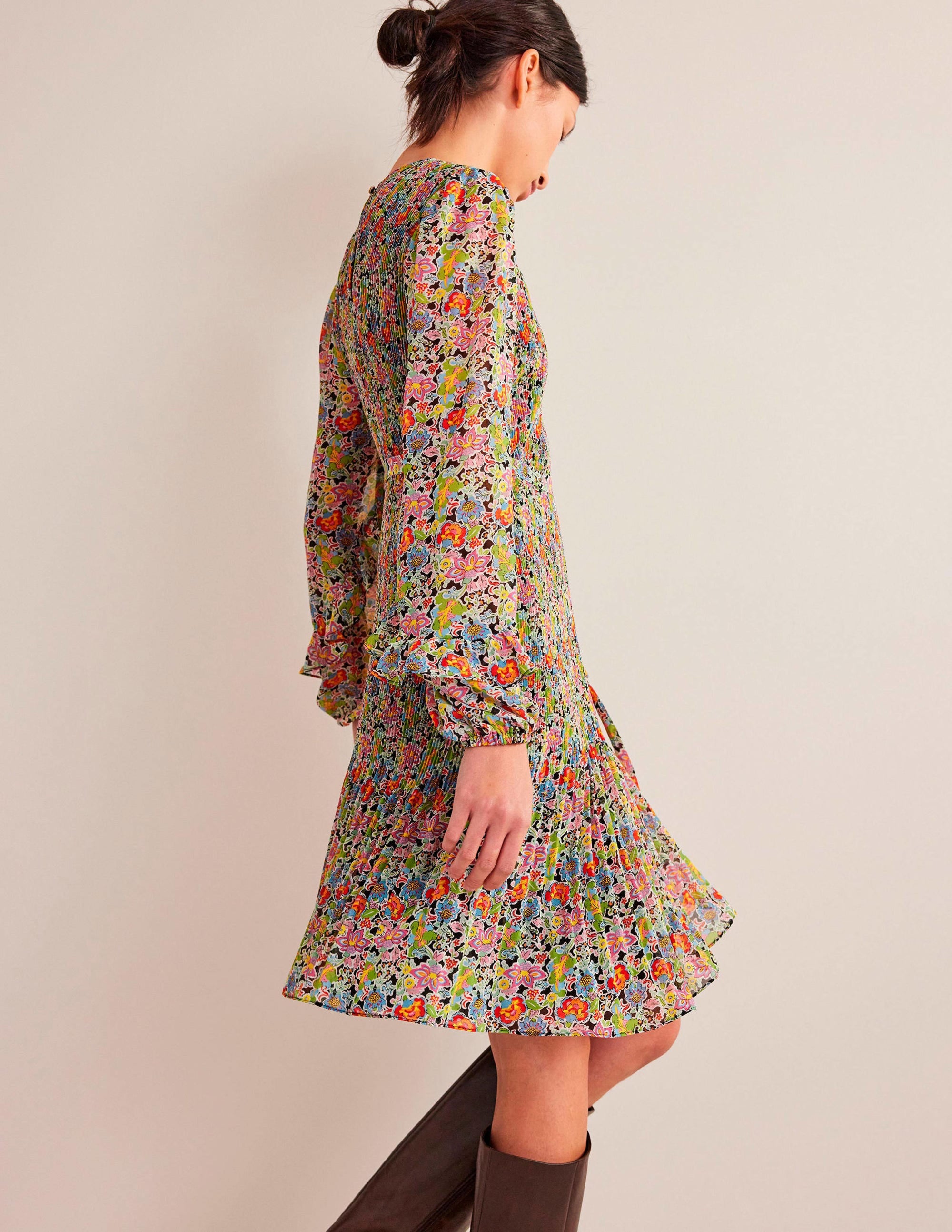 Plisse Mini Dress-Multi, Carnation Garden - Image 5
