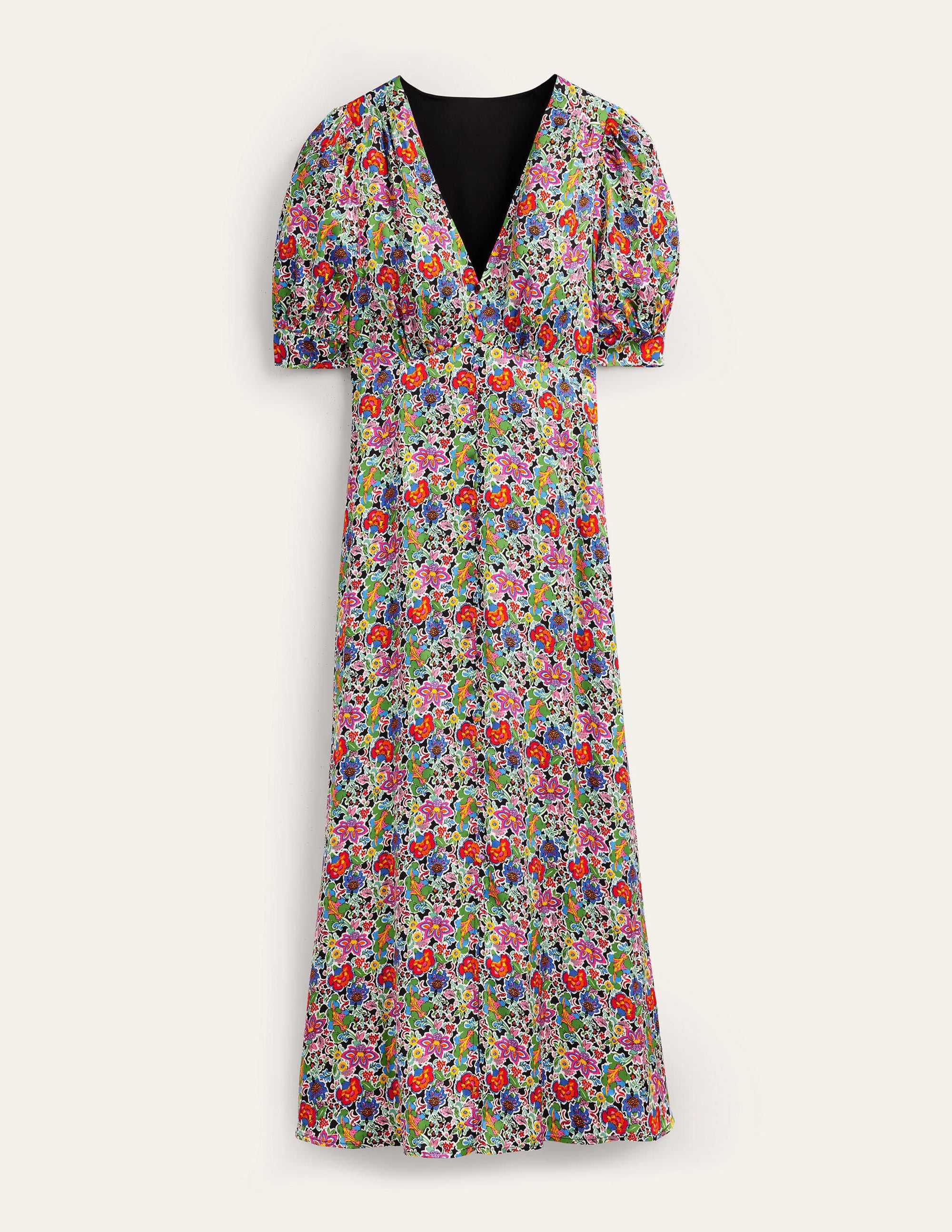 Satin Midi Tea Dress-Multi, Carnation Garden - Image 5