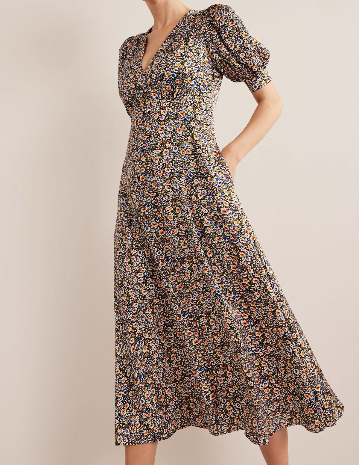 Satin Midi Tea Dress-Multi, Eden Bloom - Image 4