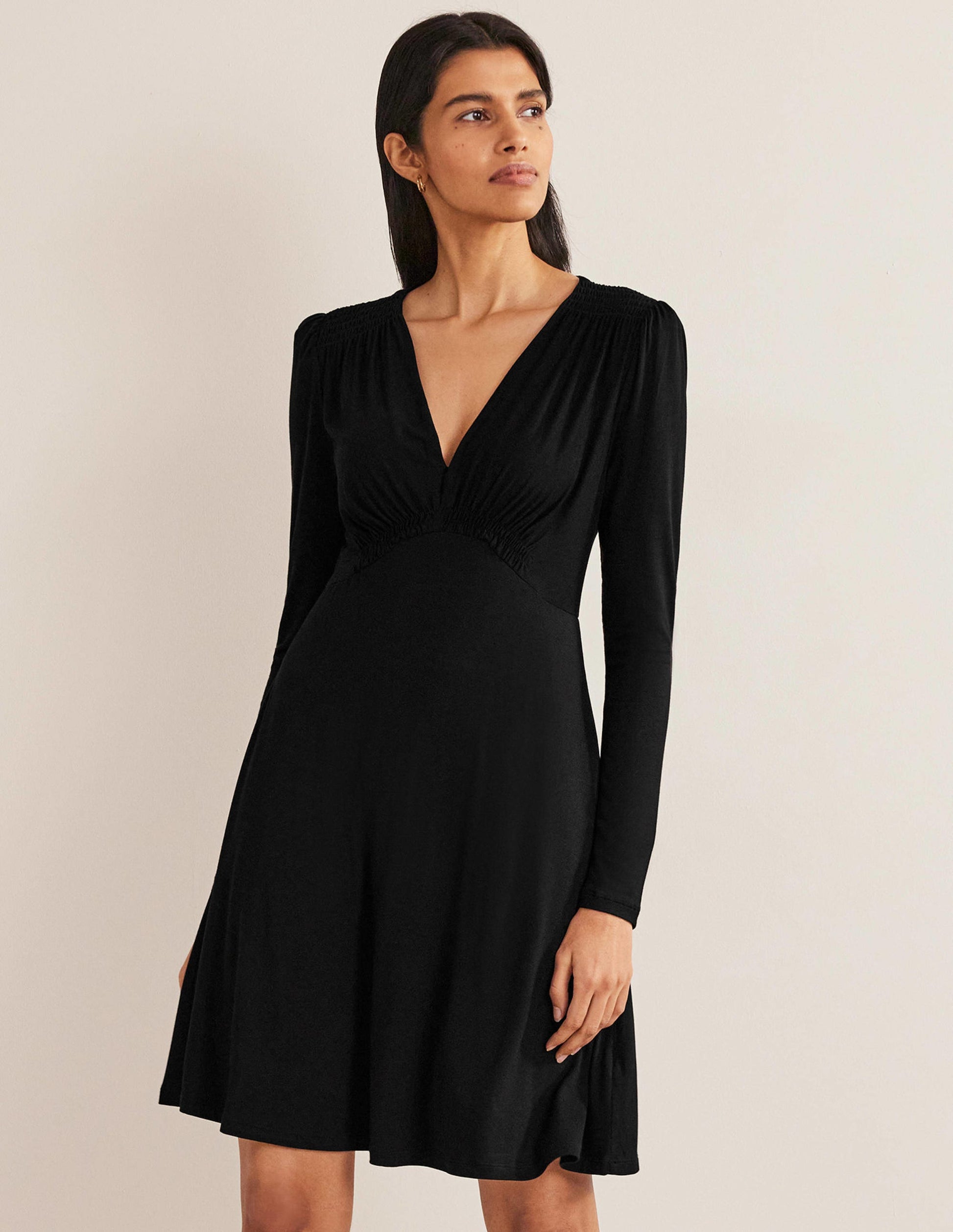 Jersey Mini Tea Dress-Black-1