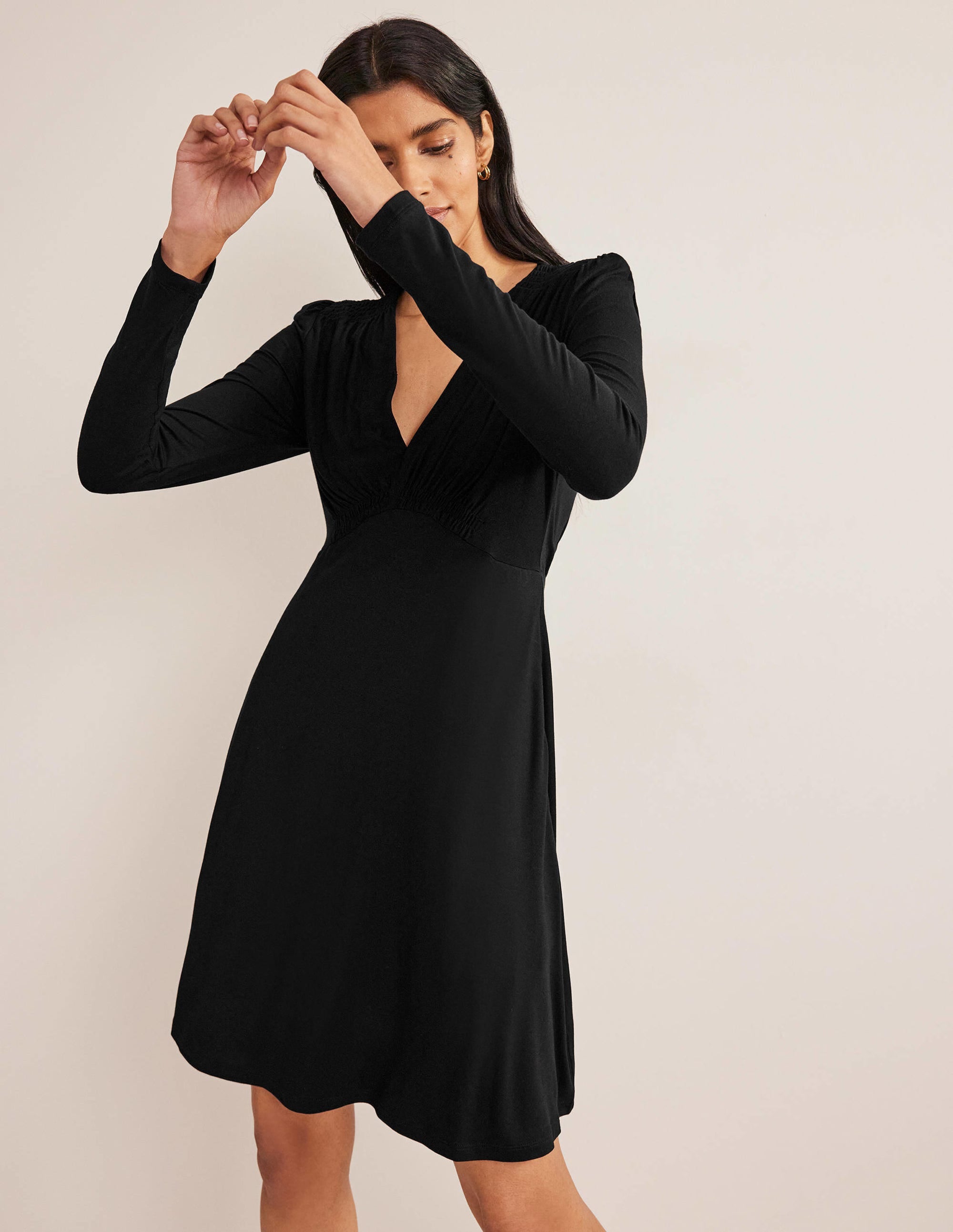 Jersey Mini Tea Dress-Black - Image 4