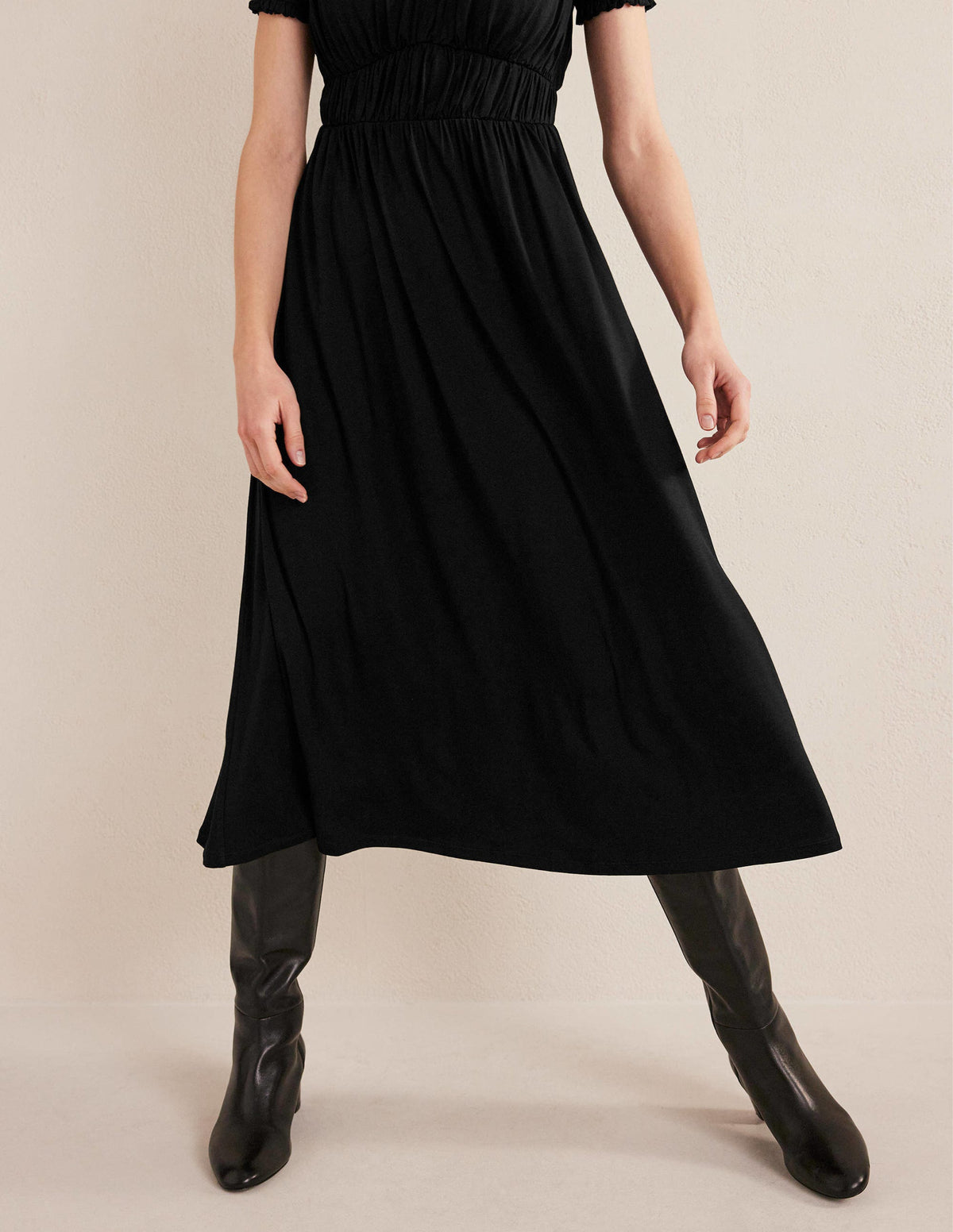 Rosanna Jersey Midi Tea Dress-Black-4