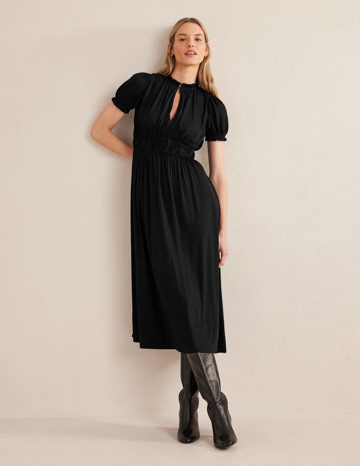 Rosanna Jersey Midi Tea Dress-Black - Image 5