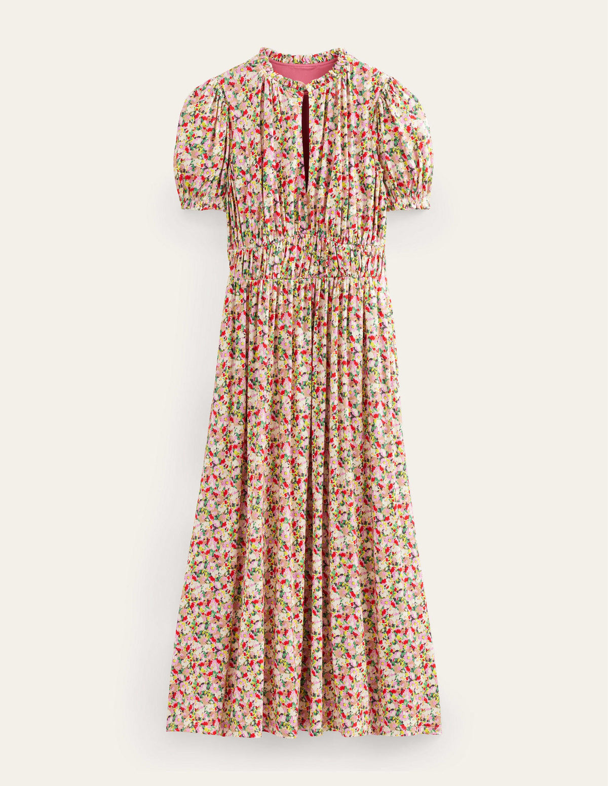 Rosanna Jersey Midi Tea Dress-Multi, Painterly Floret - Image 7