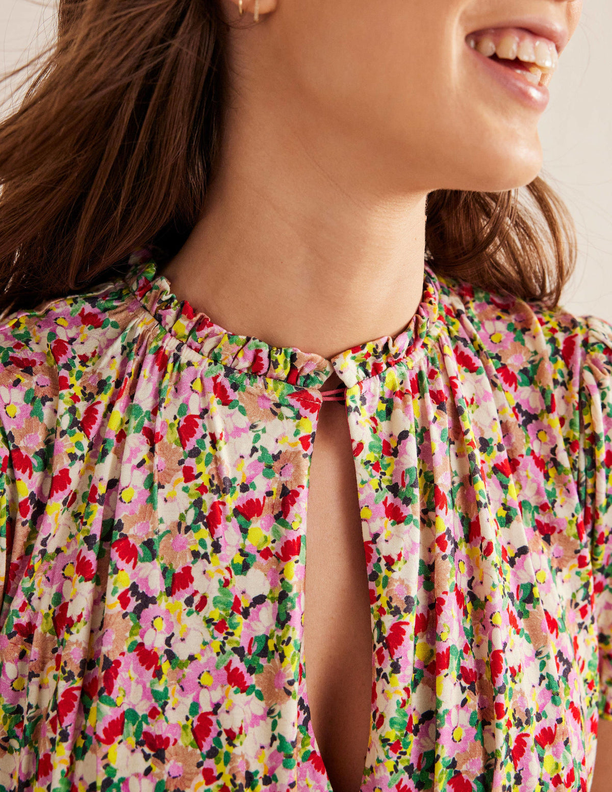 Rosanna Jersey Midi Tea Dress-Multi, Painterly Floret-2