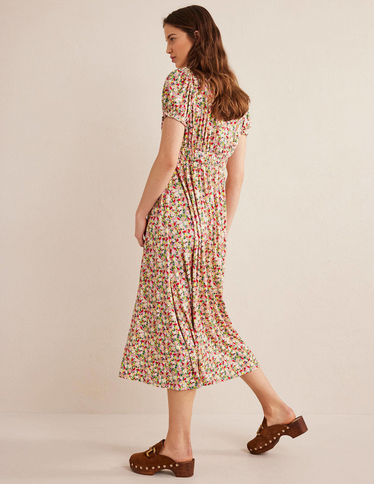 Rosanna Jersey Midi Tea Dress-Multi, Painterly Floret - Image 3