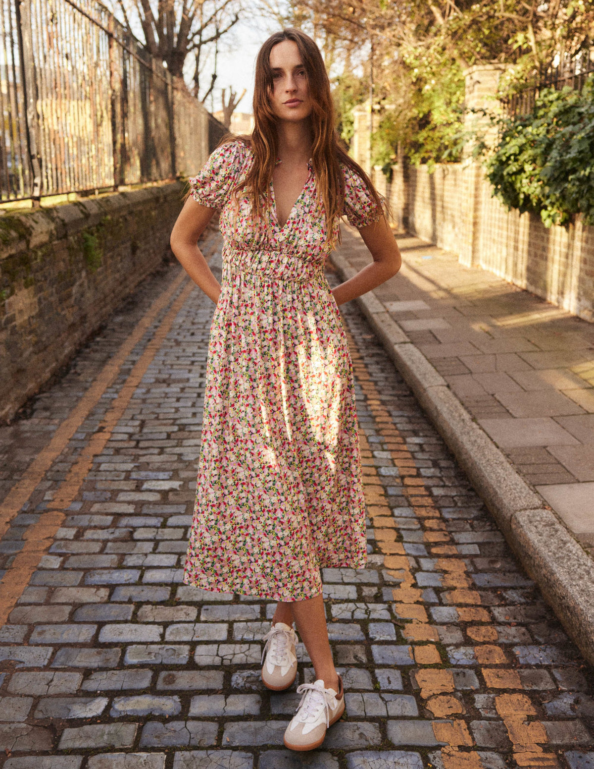 Rosanna Jersey Midi Tea Dress-Multi, Painterly Floret-5