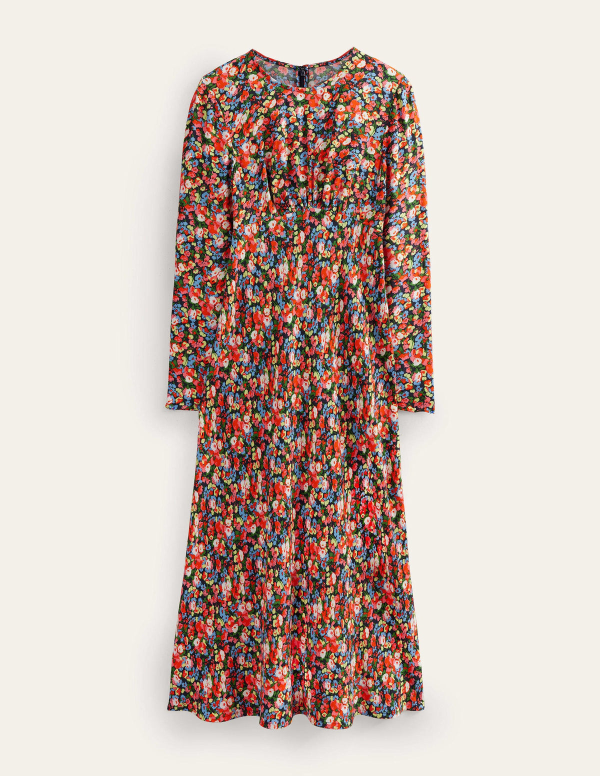 Crew Neck Midi Tea Dress-Multi, Peony Pop - Image 5