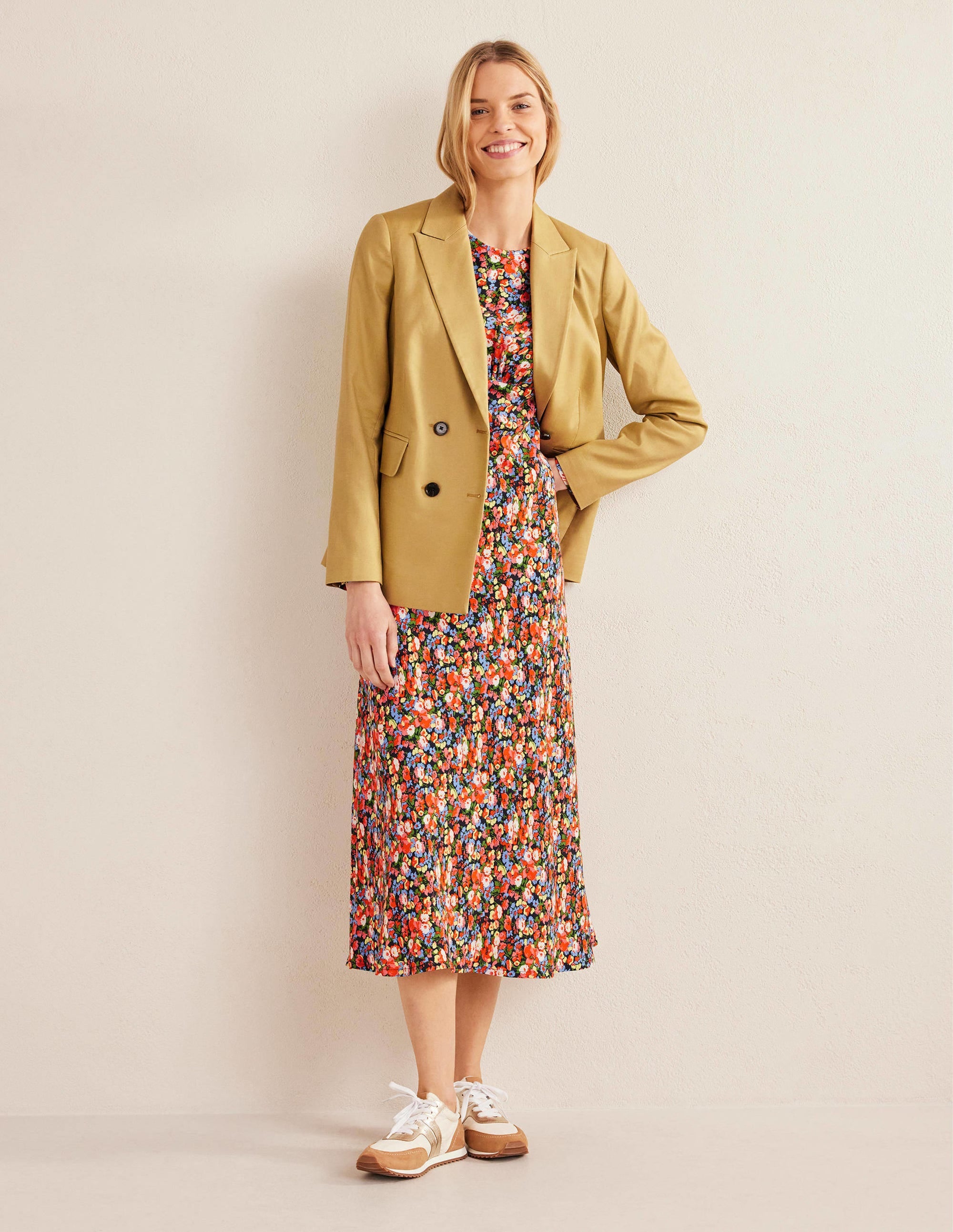 Crew Neck Midi Tea Dress-Multi, Peony Pop - Image 4