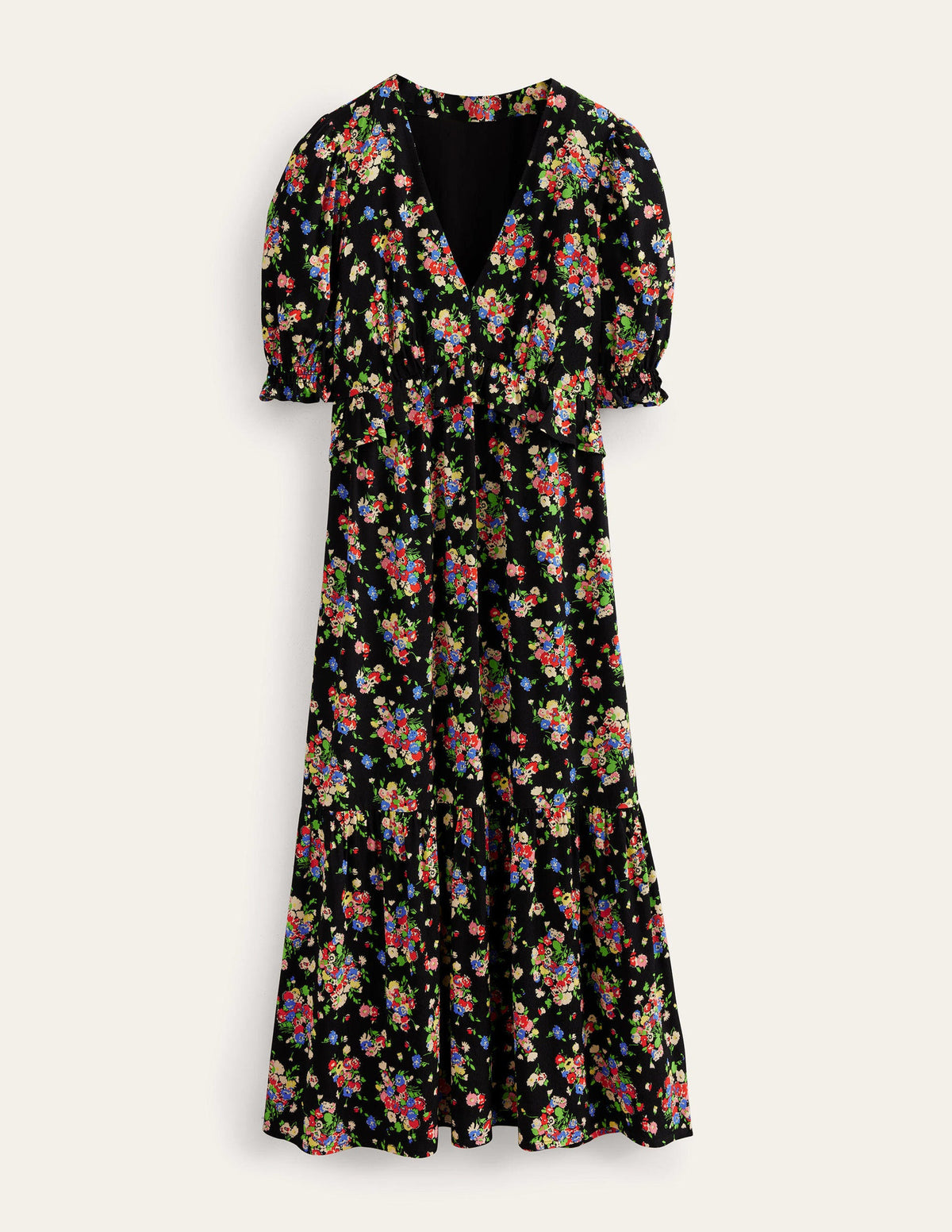 Ruffle Detail Midi Tea Dress-Black, Wild Cluster - Image 5