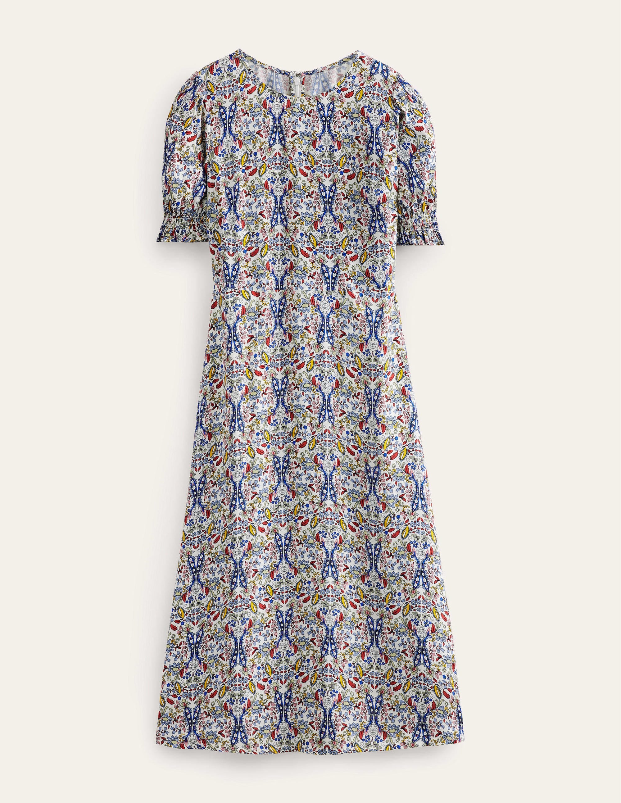 Corinne Midi Tea Dress-Ivory, Exotic Foliage - Image 5