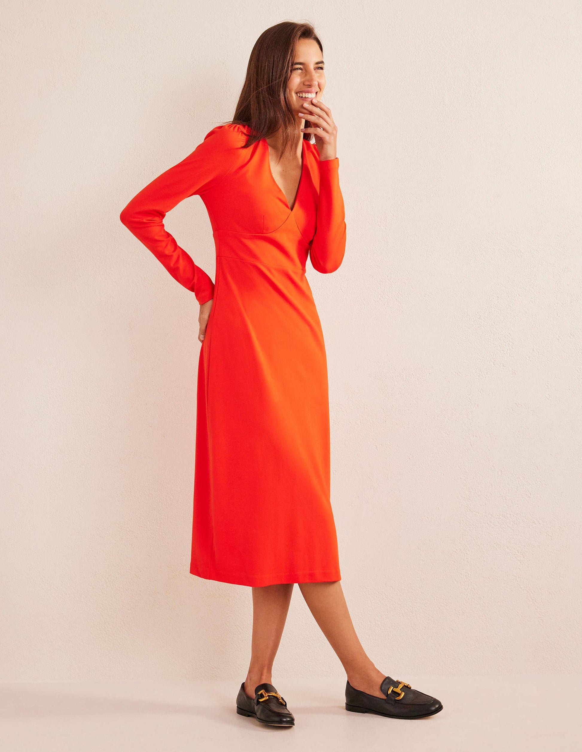 Column Jersey Midi Tea Dress-Red Alert-1