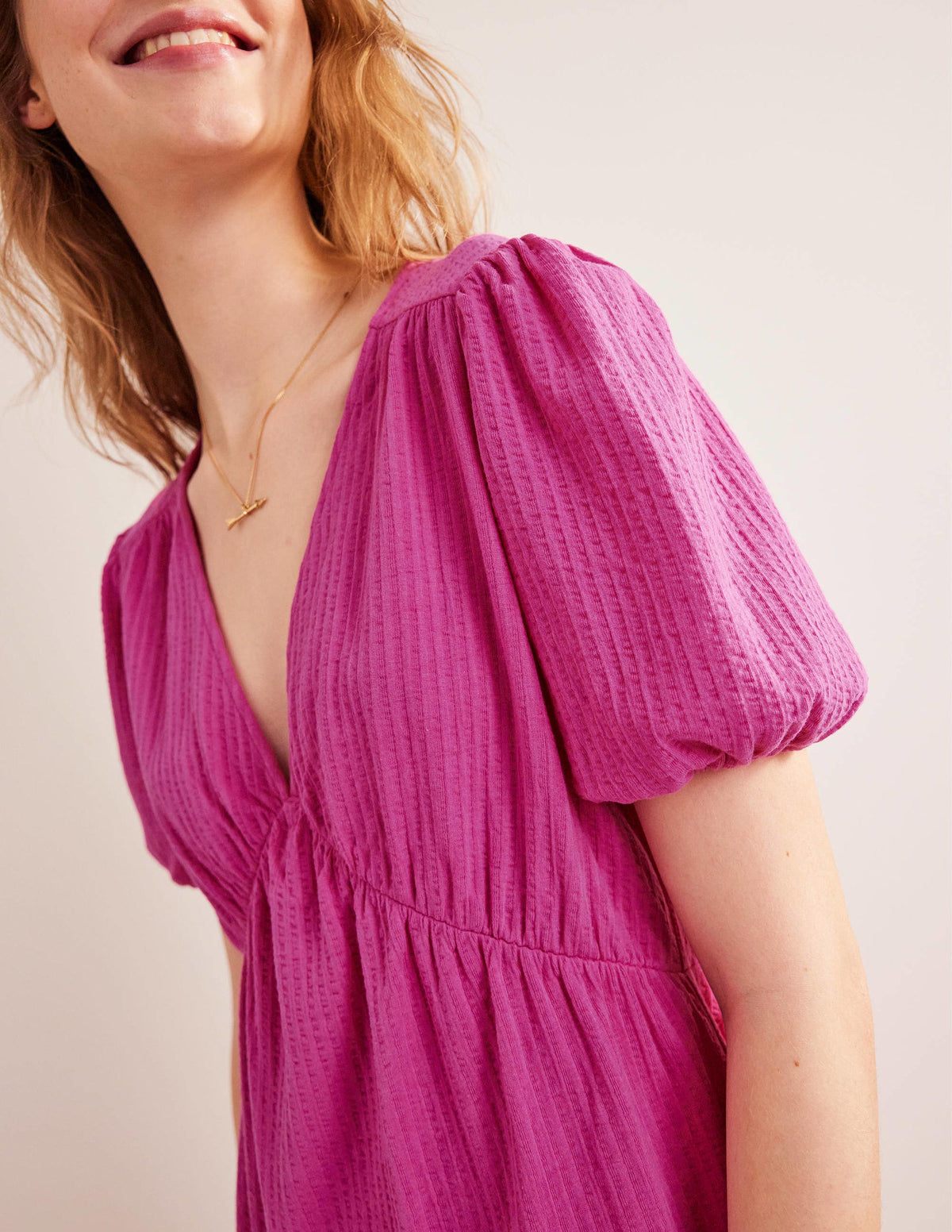 Jersey Seersucker Dress-Rose Violet-2