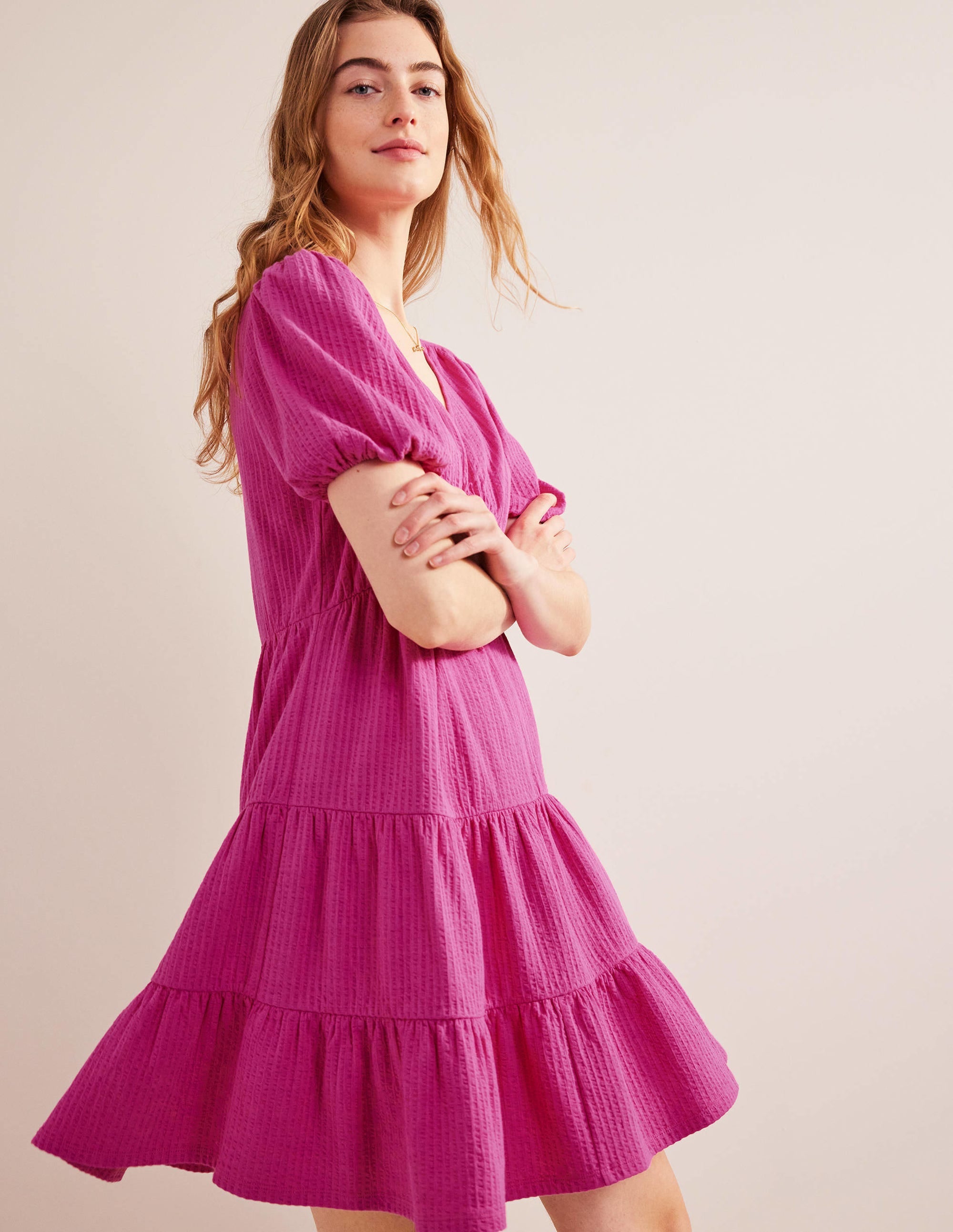 Jersey Seersucker Dress-Rose Violet - Image 4