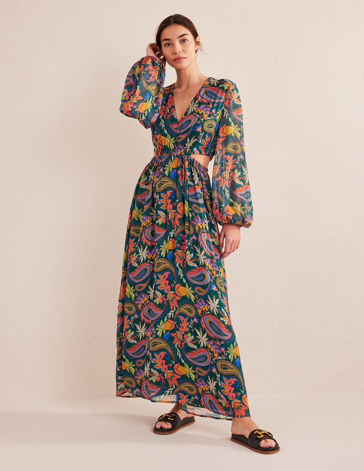 Cut Out Detail Maxi Dress-Emerald Night, Paradise-1