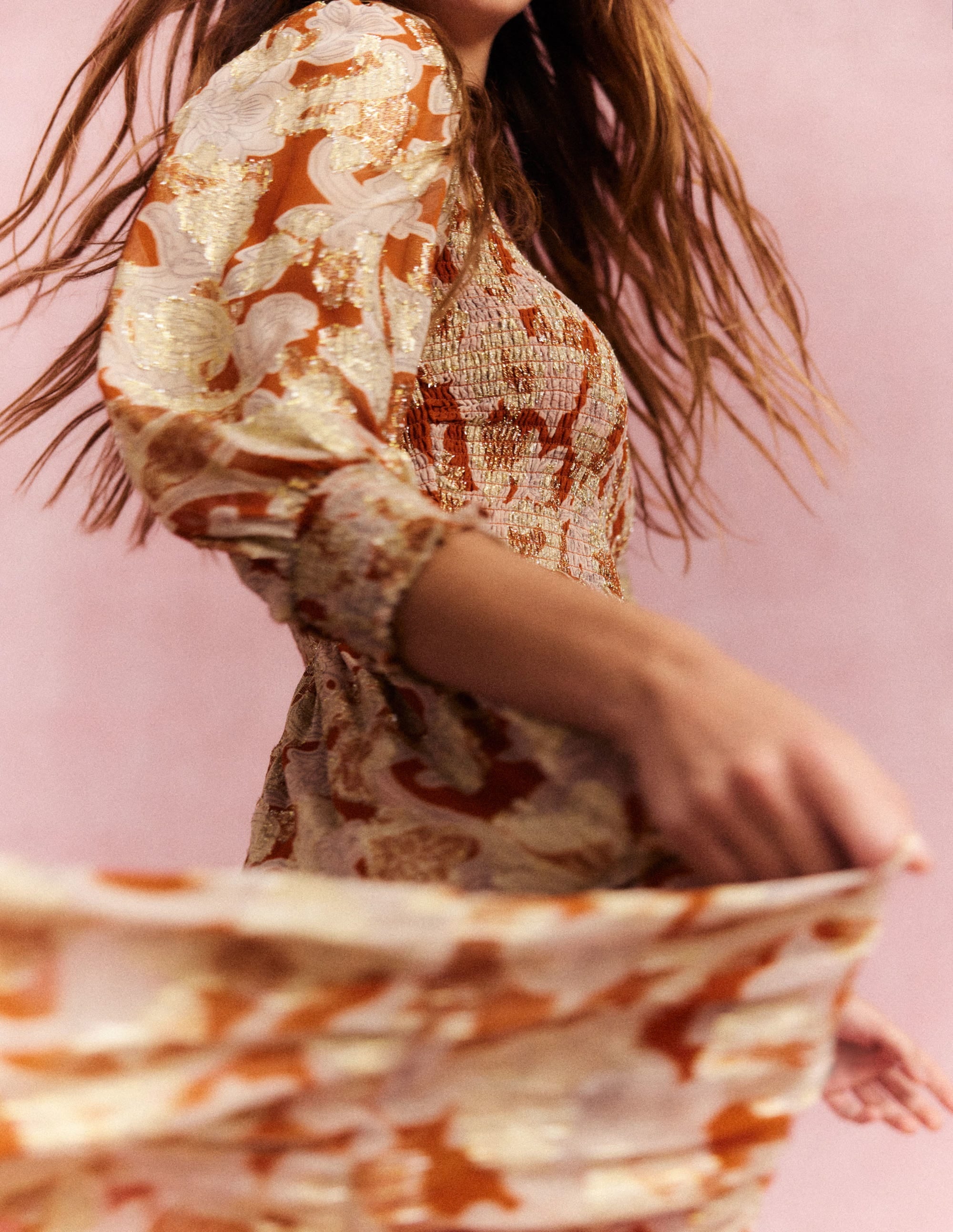 Smocked Metallic Maxi Dress-Rust, Paisley Whirl - Image 6