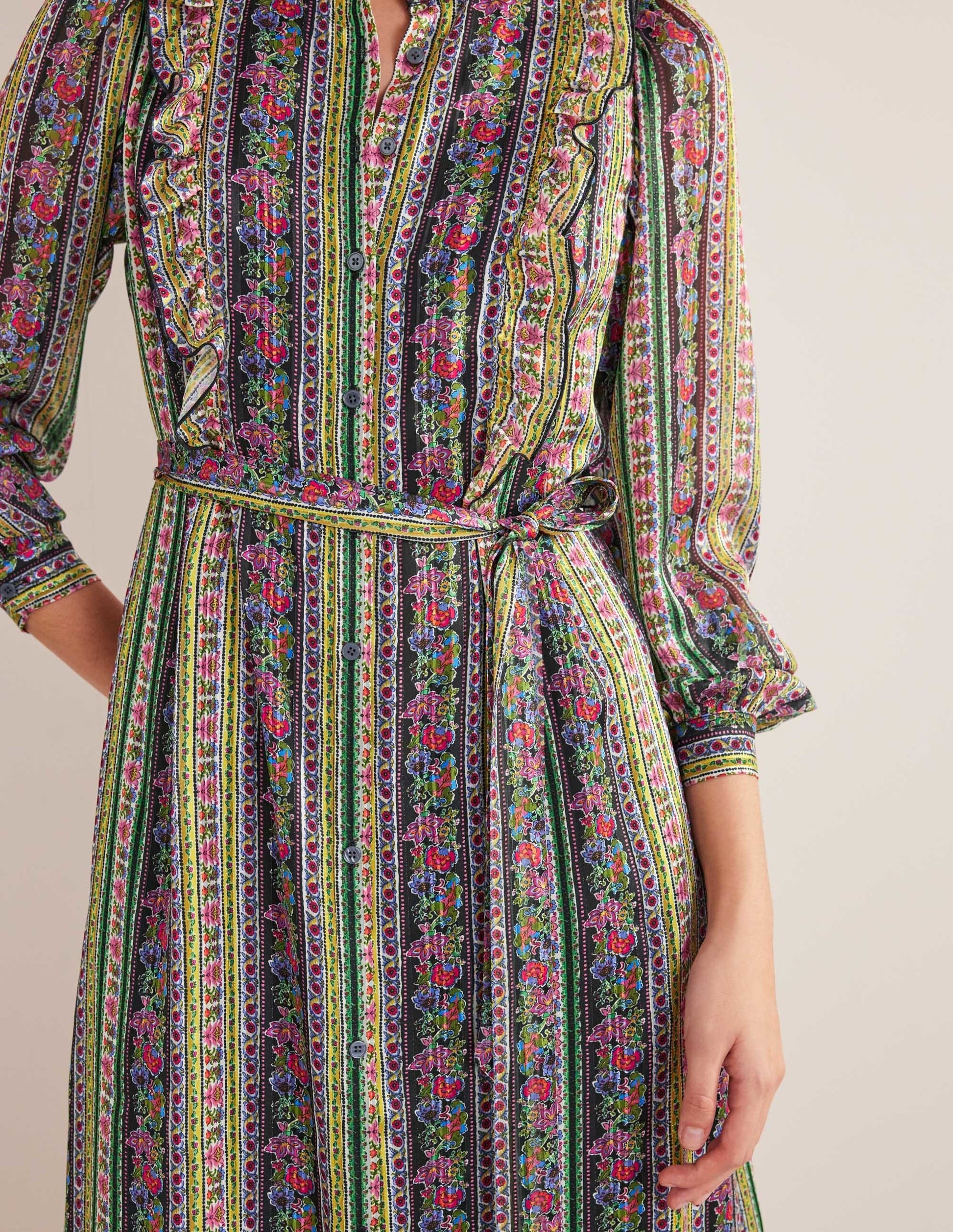 Ruffle Metallic Midi Dress-Multi, Carnation Bloom-5