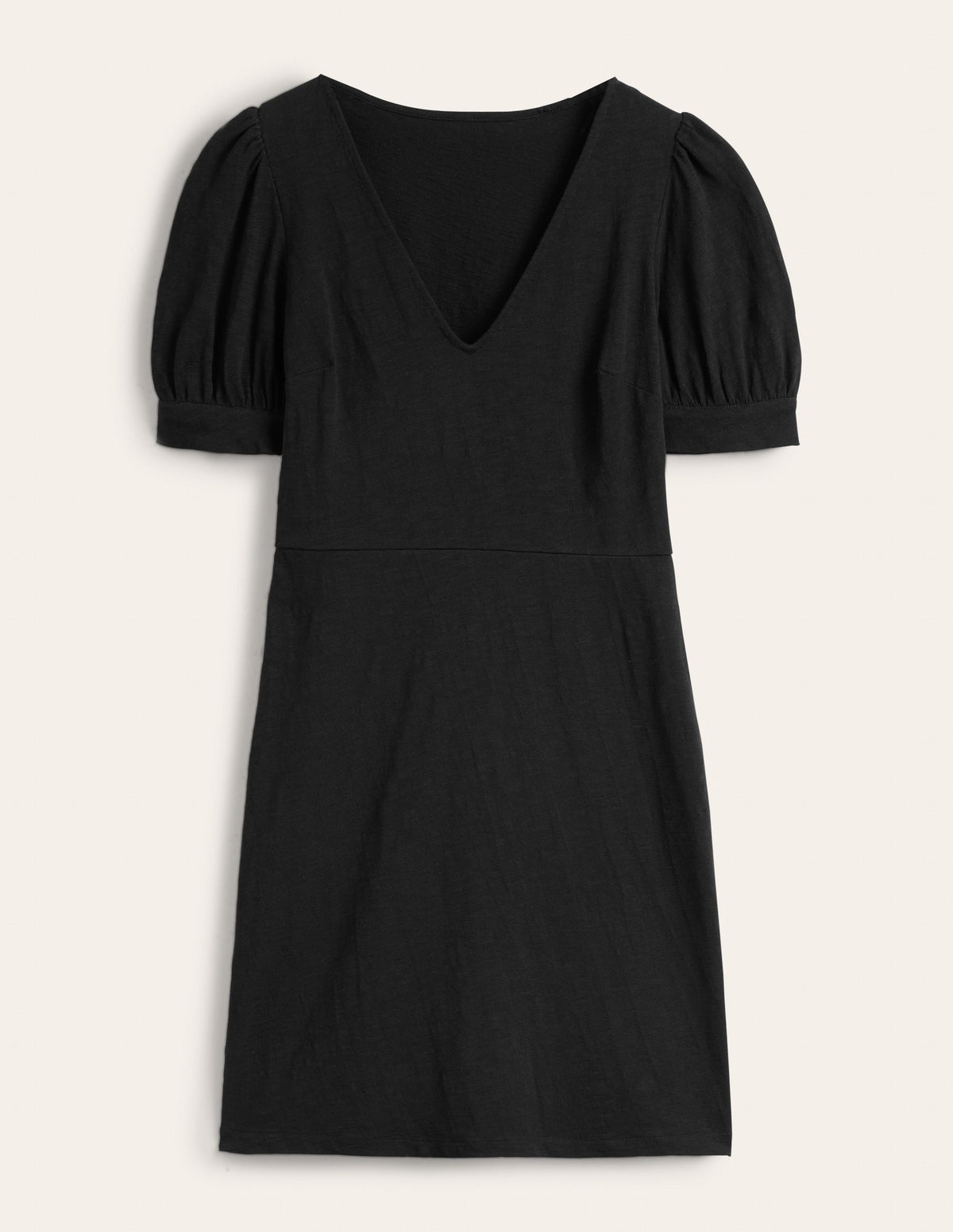V-Neck Jersey Mini Dress-Black-5