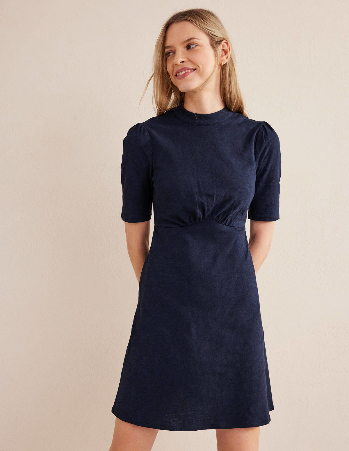 Jersey Mini Dress-Navy - Image 1