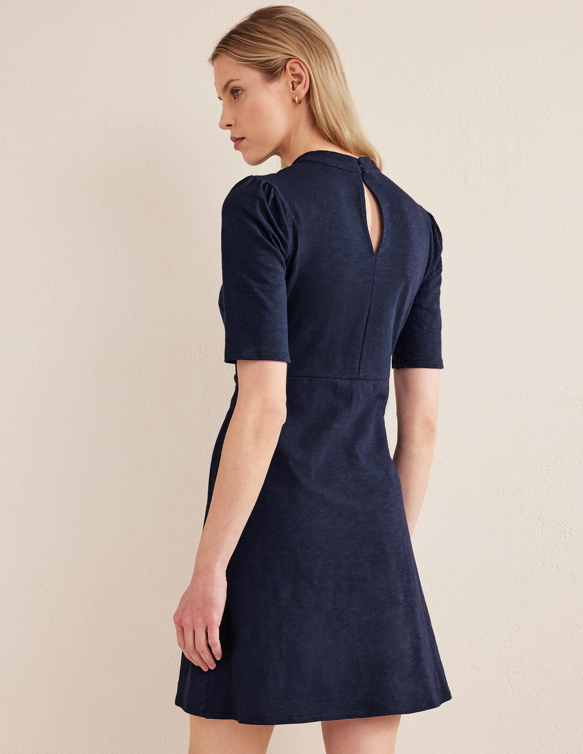 Jersey Mini Dress-Navy - Image 3