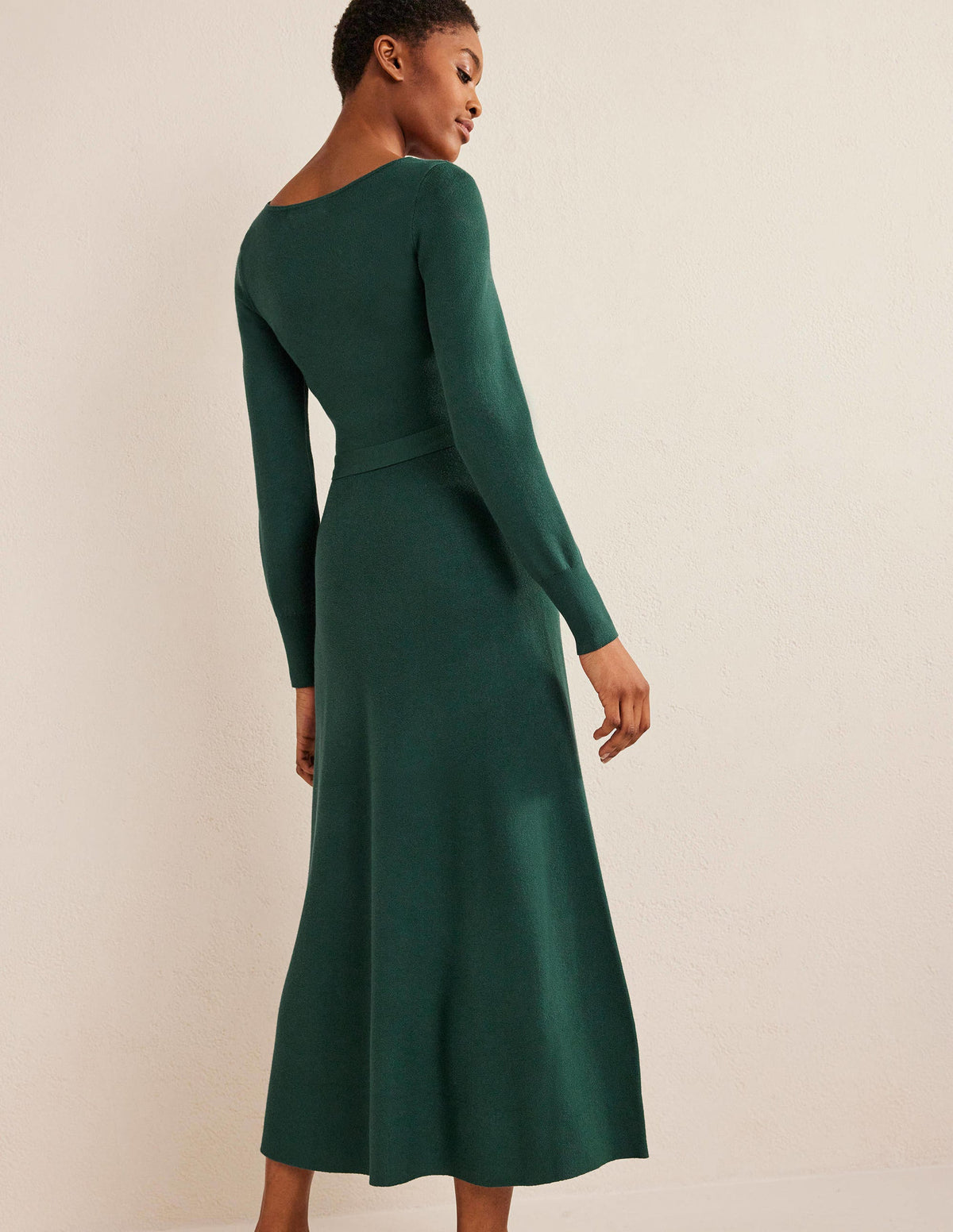 Sweetheart Midi Knitted Dress-Emerald Night - Image 3