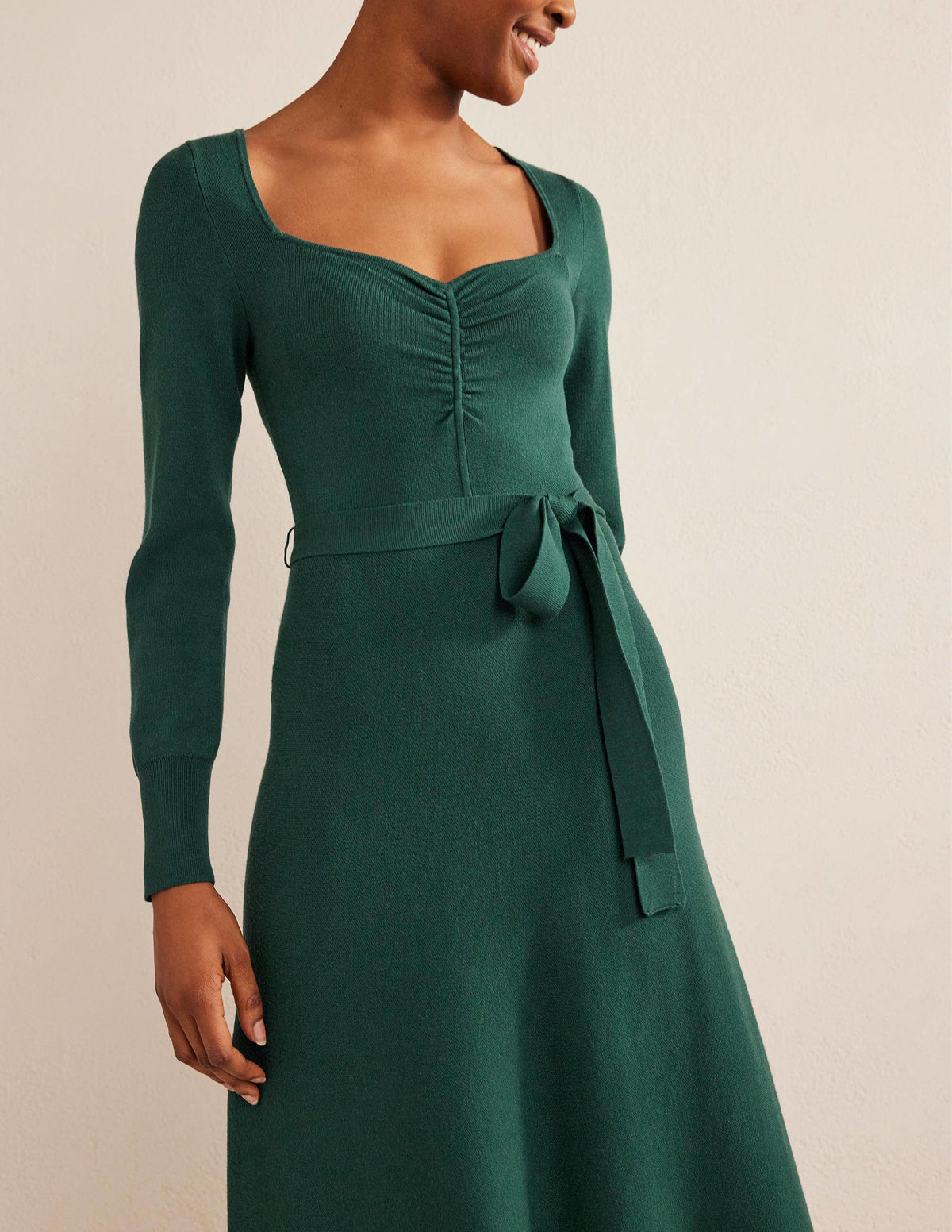 Sweetheart Midi Knitted Dress-Emerald Night-4