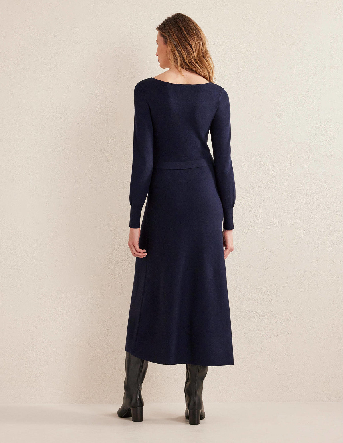 Sweetheart Midi Knitted Dress-Navy-3