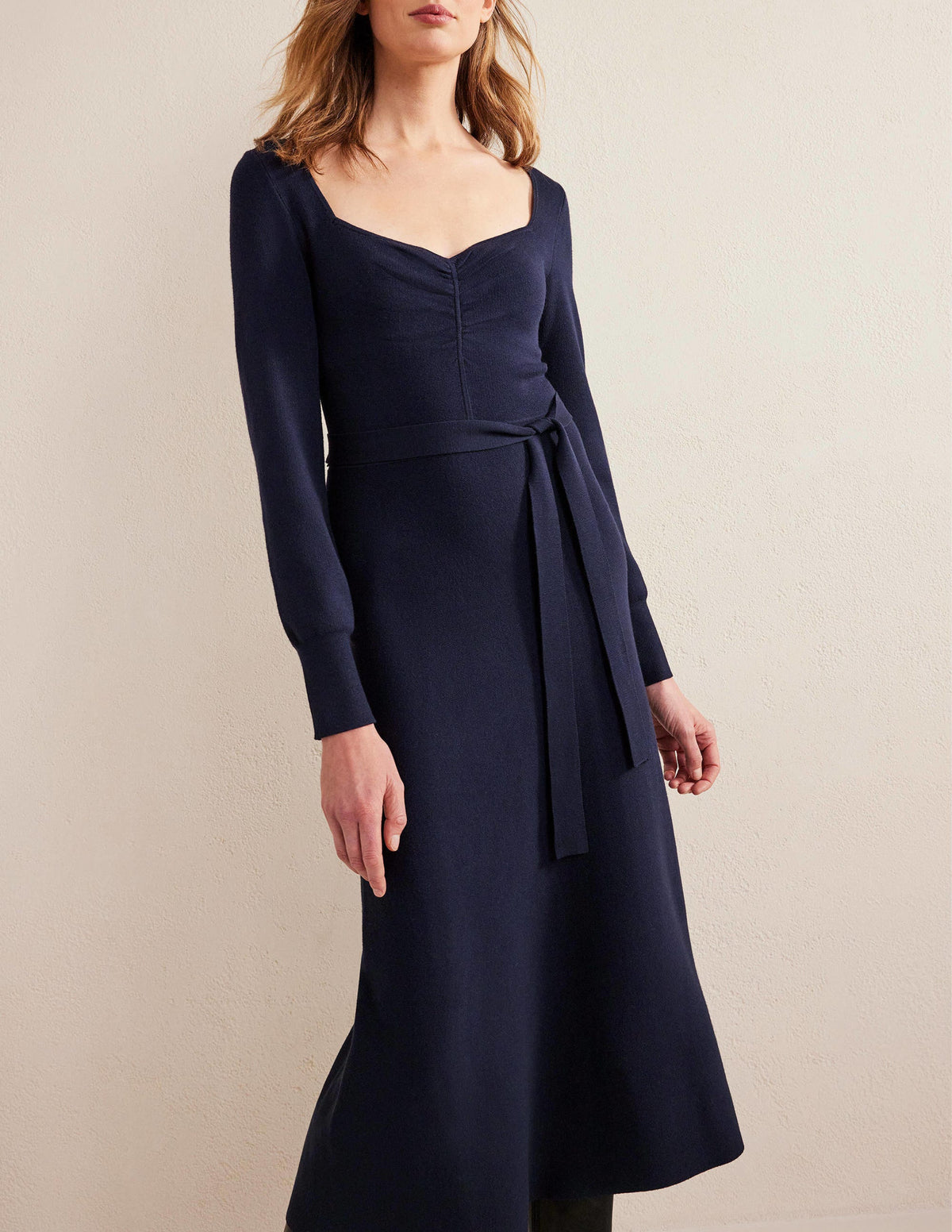 Sweetheart Midi Knitted Dress-Navy - Image 4