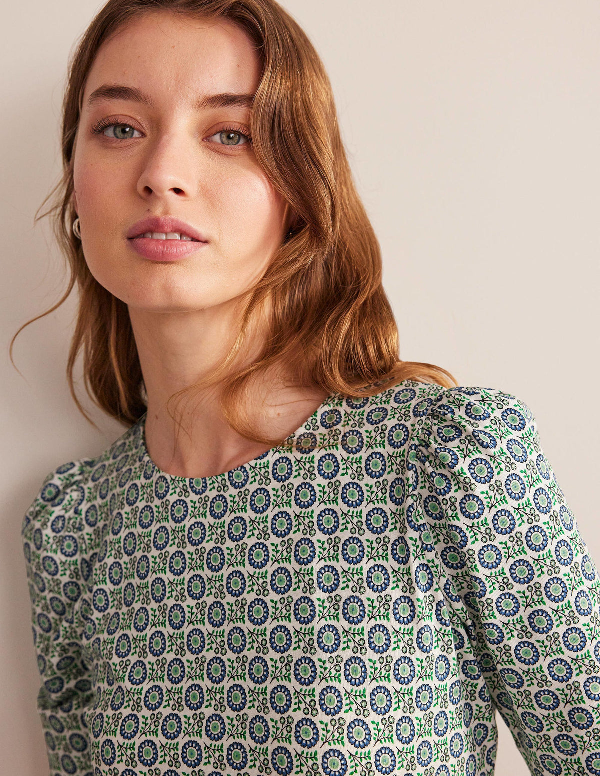 Zoe Jersey Dress-Aegean Blue, Sunflower Sprig-2