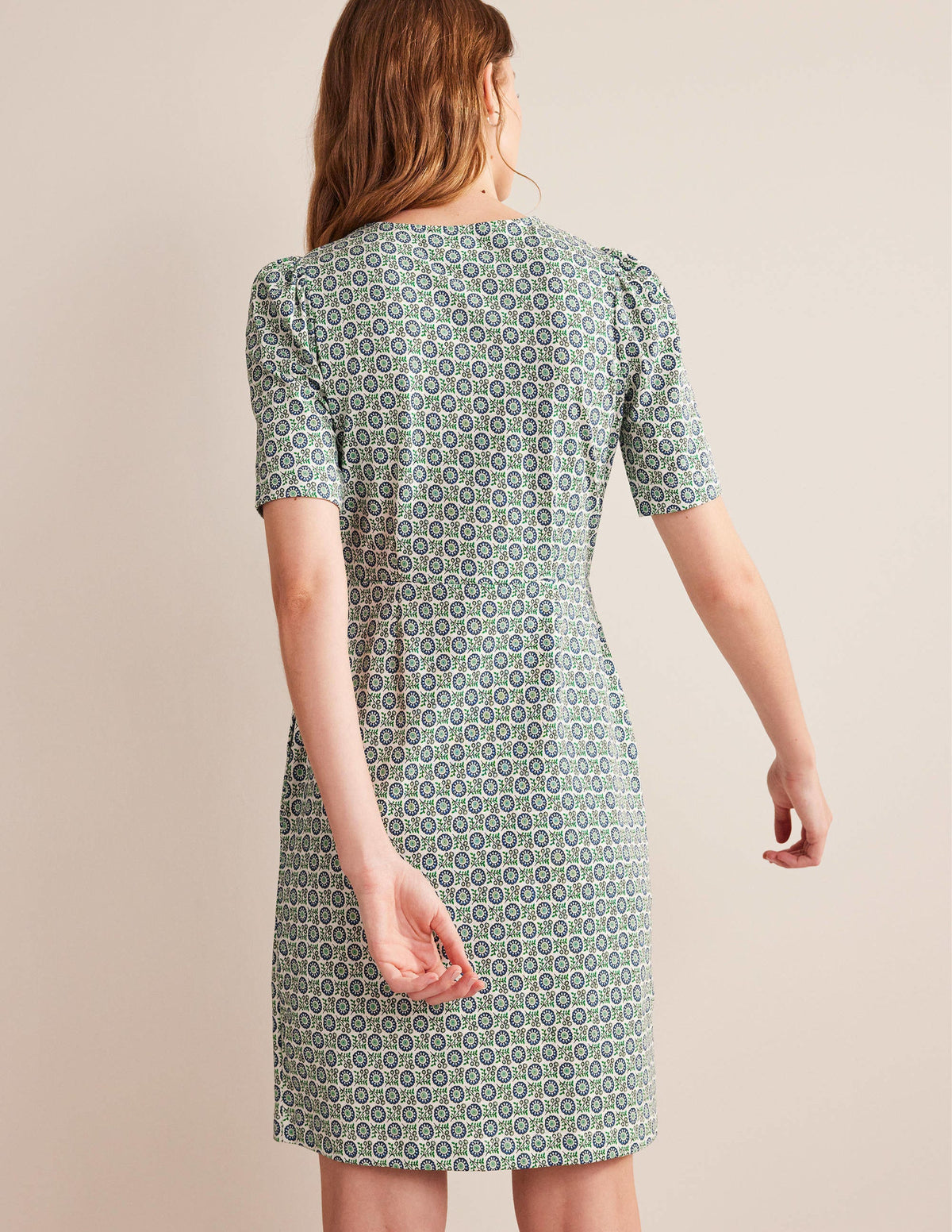 Zoe Jersey Dress-Aegean Blue, Sunflower Sprig-3