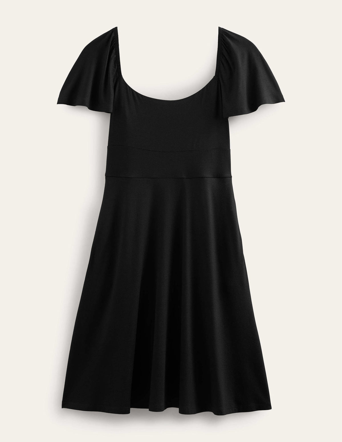 Square Neck Jersey Mini Dress-Black-5