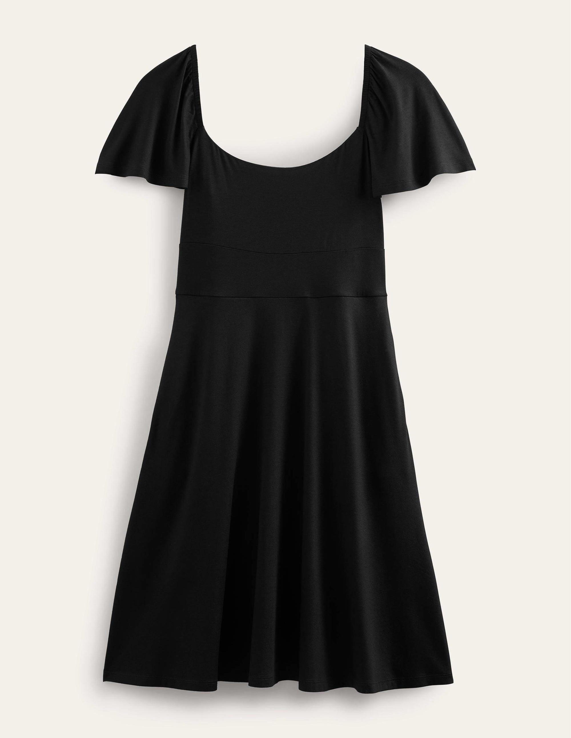 Square Neck Jersey Mini Dress-Black - Image 5