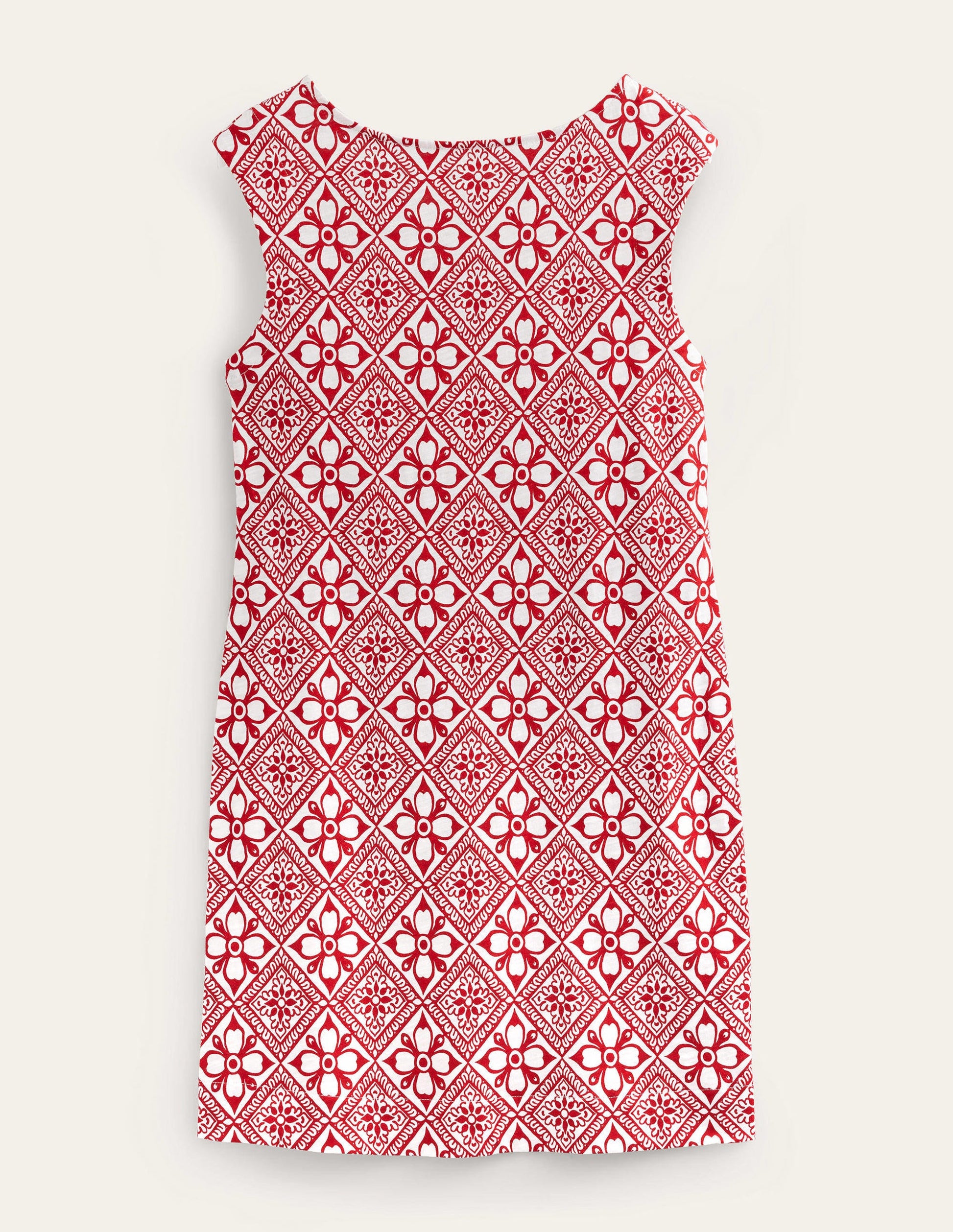 Sleeveless Jersey Shift Dress-Poinsettia, Block Pome-5