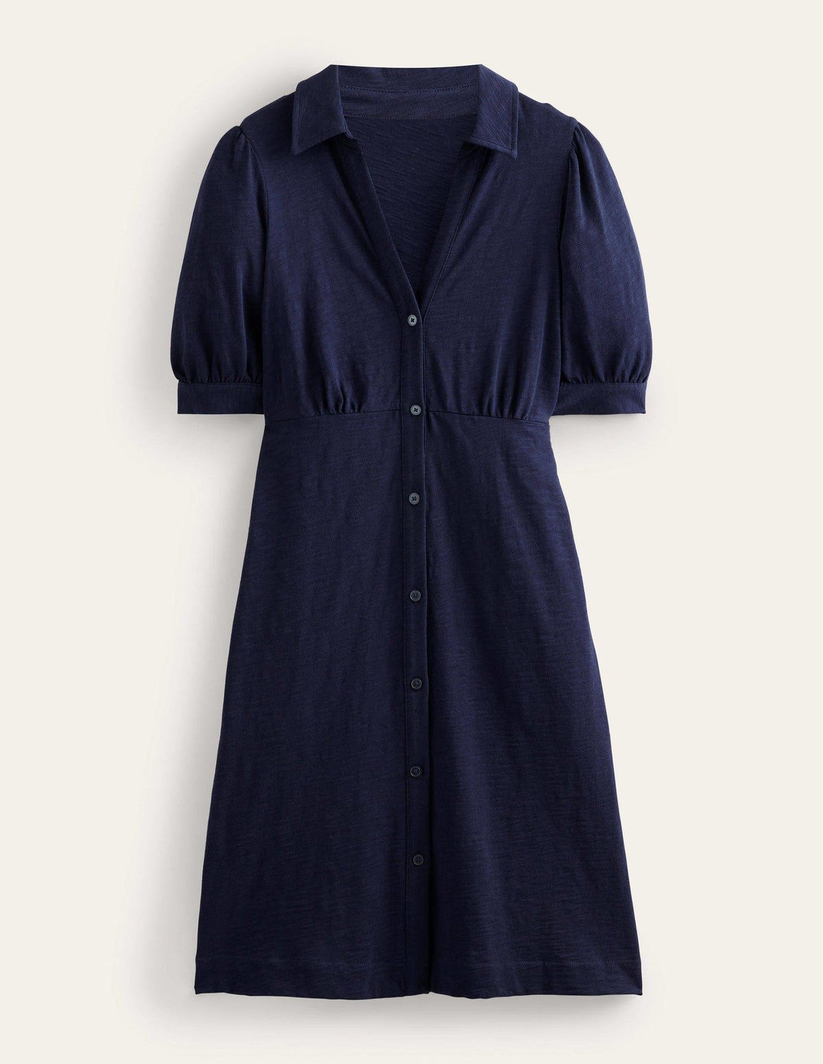 Button Jersey Mini Tea Dress-Navy - Image 5