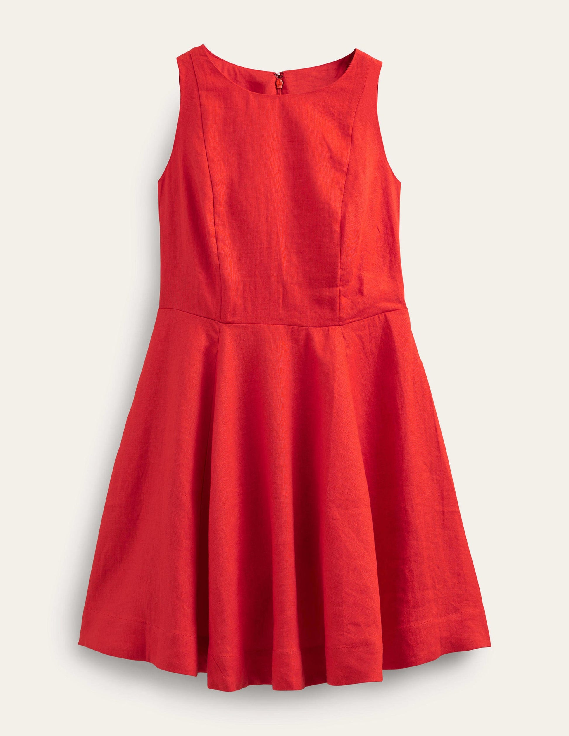 Fit-and-Flare Linen Mini Dress-Vermillion-5