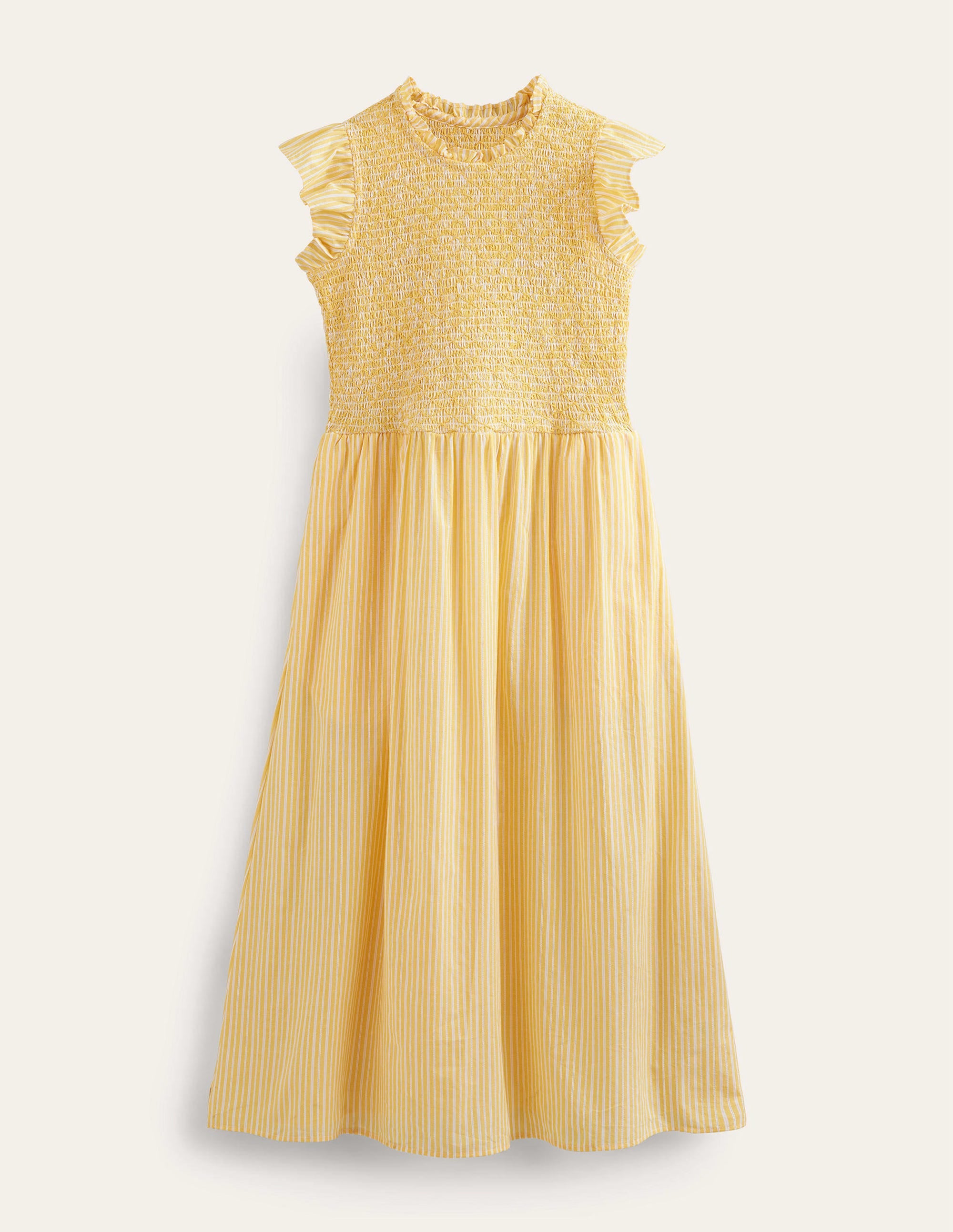 Smocked Bodice Midi Dress-Honeycomb, Leno Stripe - Image 5