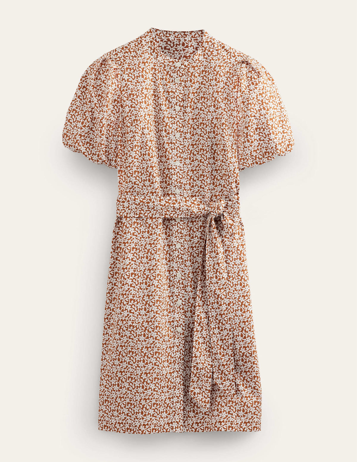 Short Sleeve Shirt Dress-Pumpkin, Flower Stem-5