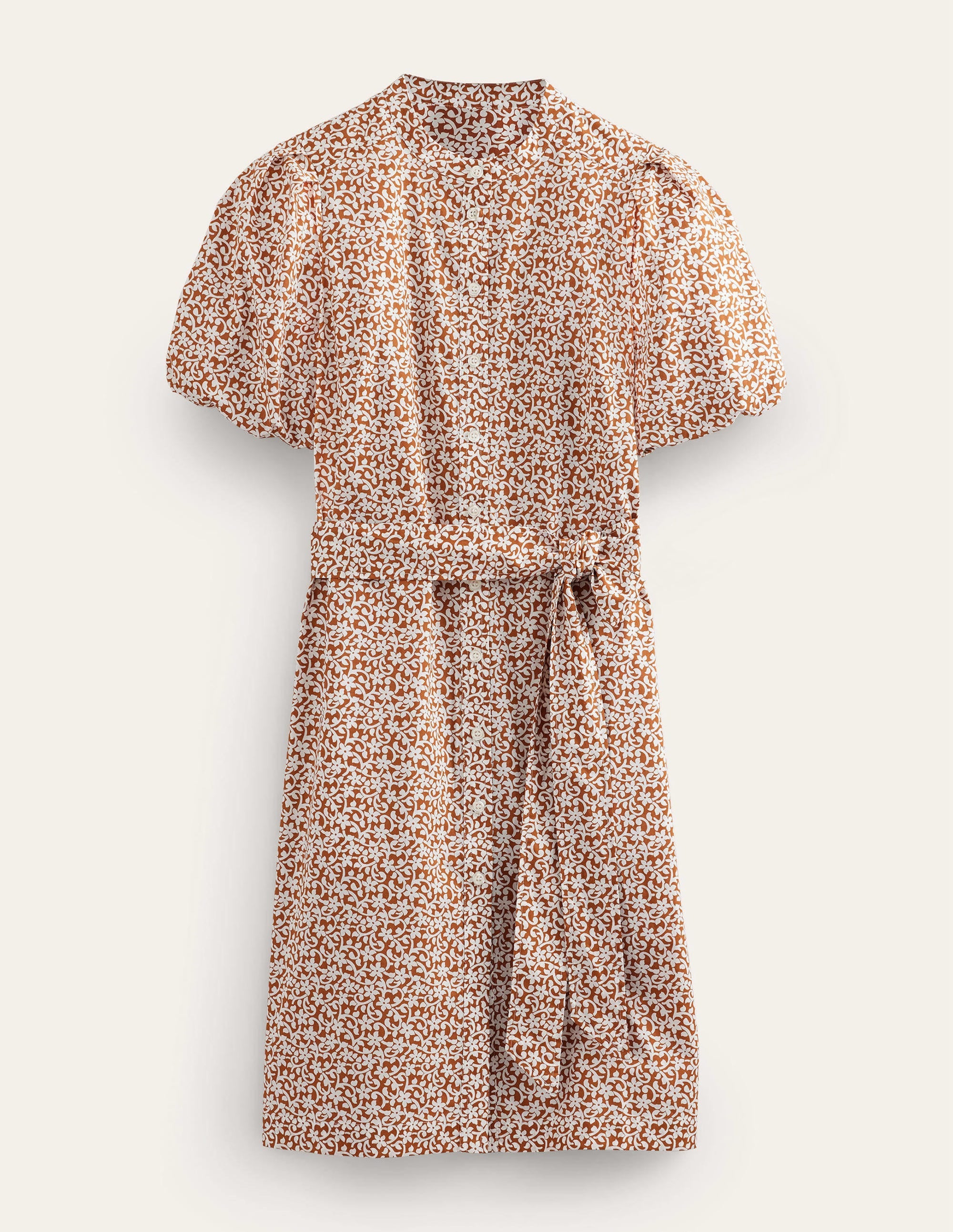 Short Sleeve Shirt Dress-Pumpkin, Flower Stem - Image 5