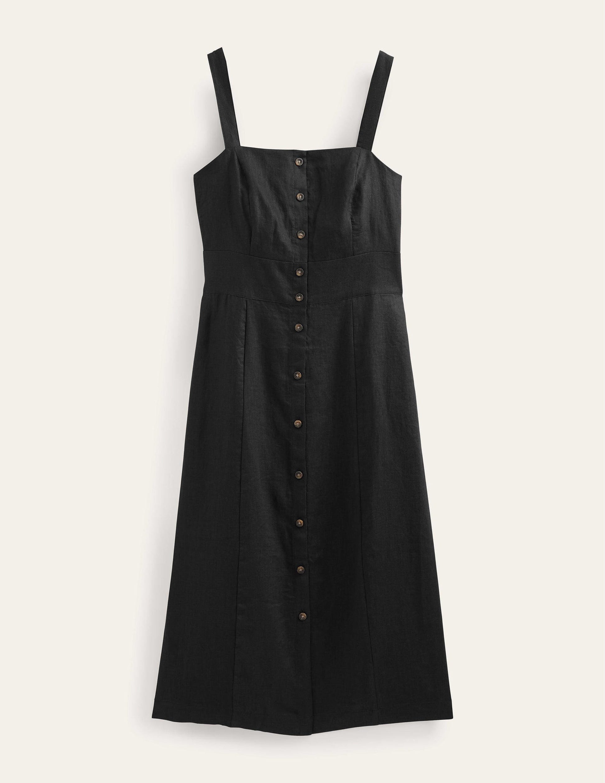 Strappy Linen Midi Dress-Black-7