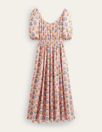 Scoop Neck Midi Dress-Dusty Pink, Spring Garden-6