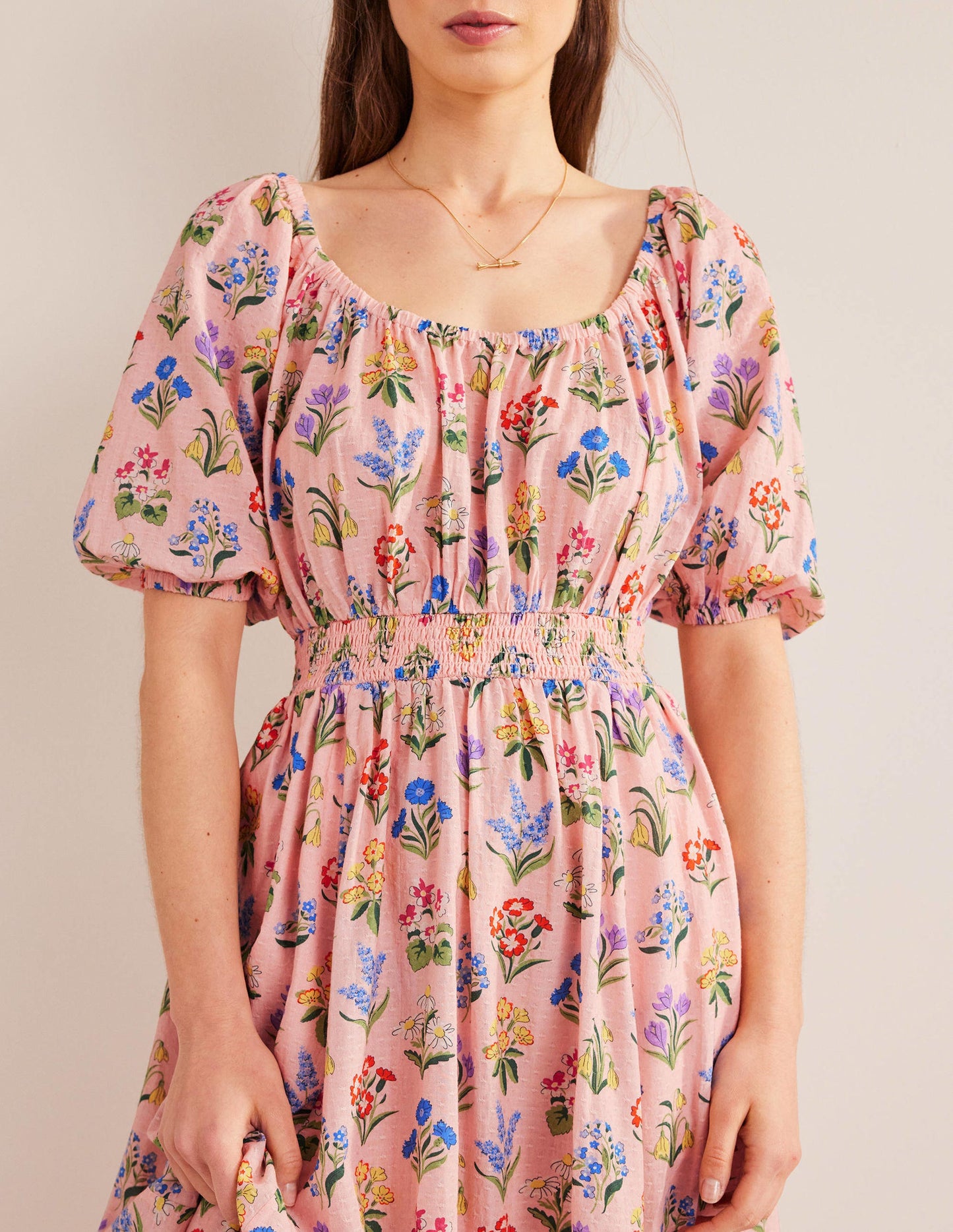 Scoop Neck Midi Dress-Dusty Pink, Spring Garden