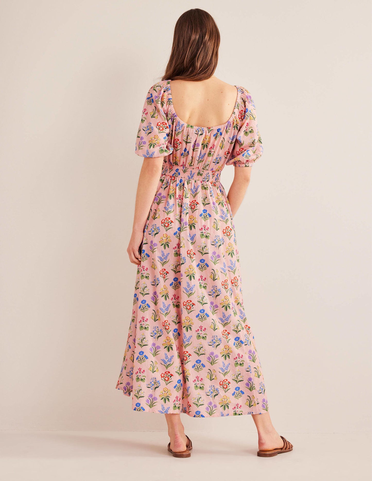 Scoop Neck Midi Dress-Dusty Pink, Spring Garden