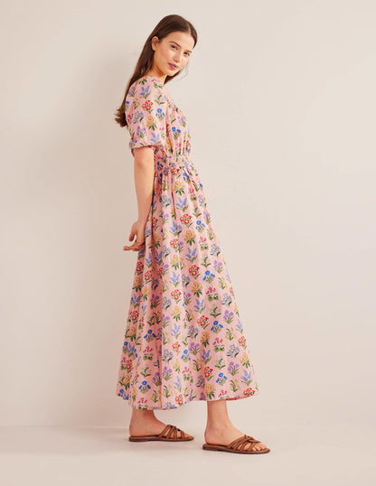 Scoop Neck Midi Dress-Dusty Pink, Spring Garden-4