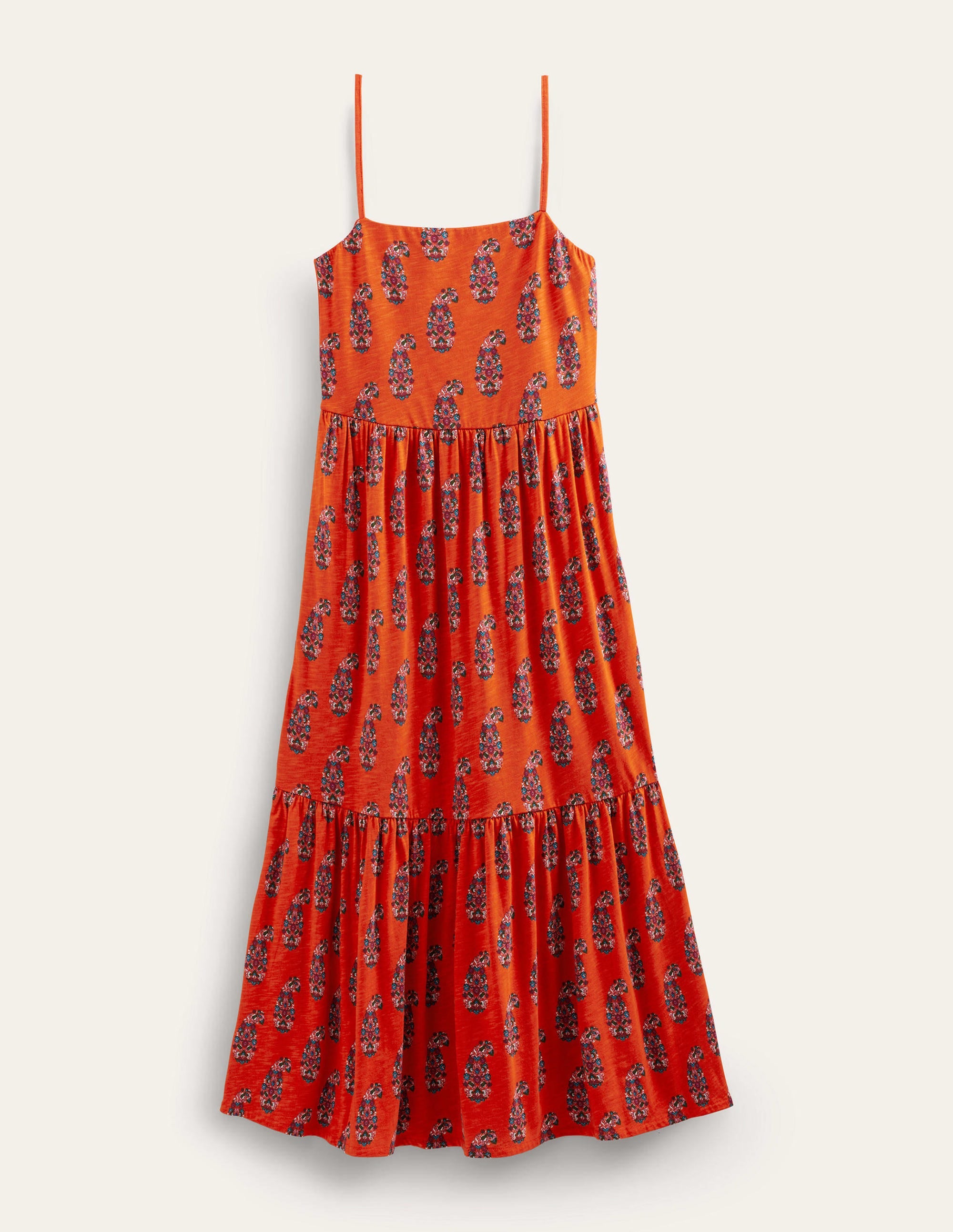 Strappy Jersey Midi Dress-Blood Orange, Sweet Paisley - Image 5