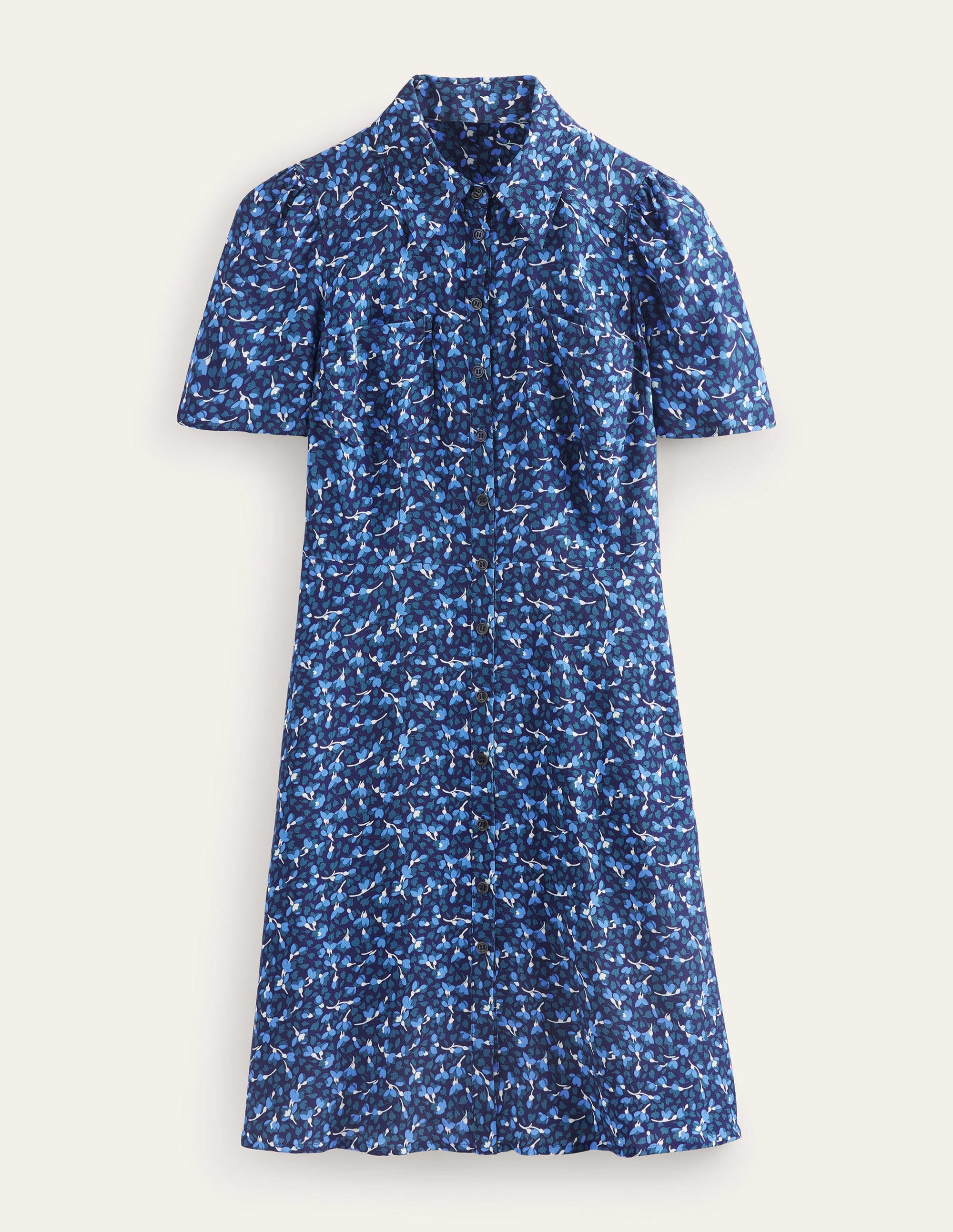Clara Shirt Dress-French Navy, Flora - Image 10
