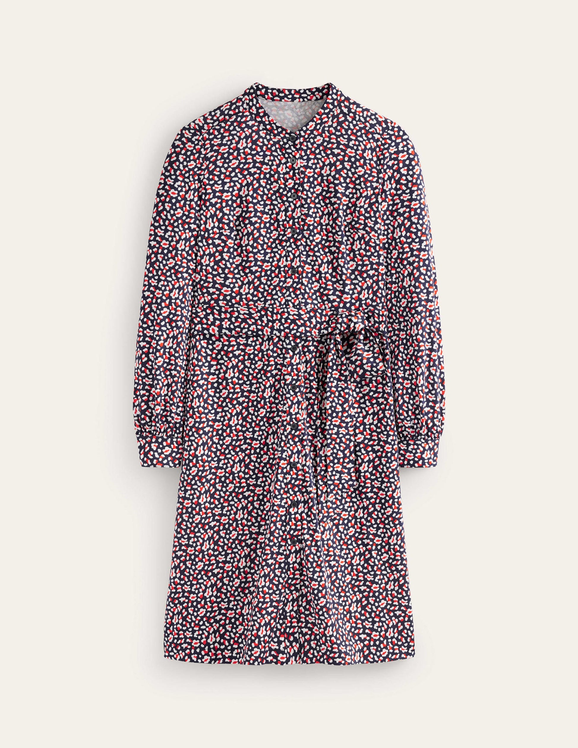 Julia Jersey Shirt Dress-French Navy, Animal Print-5