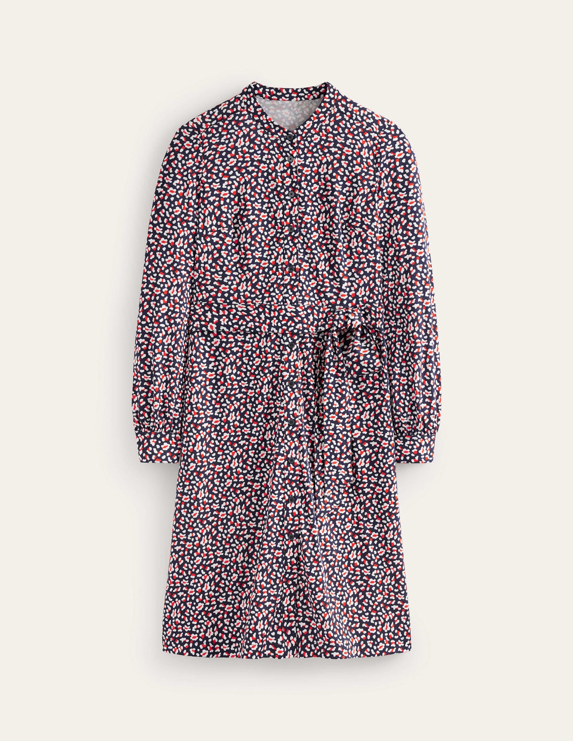 Julia Jersey Shirt Dress-French Navy, Animal Print - Image 5
