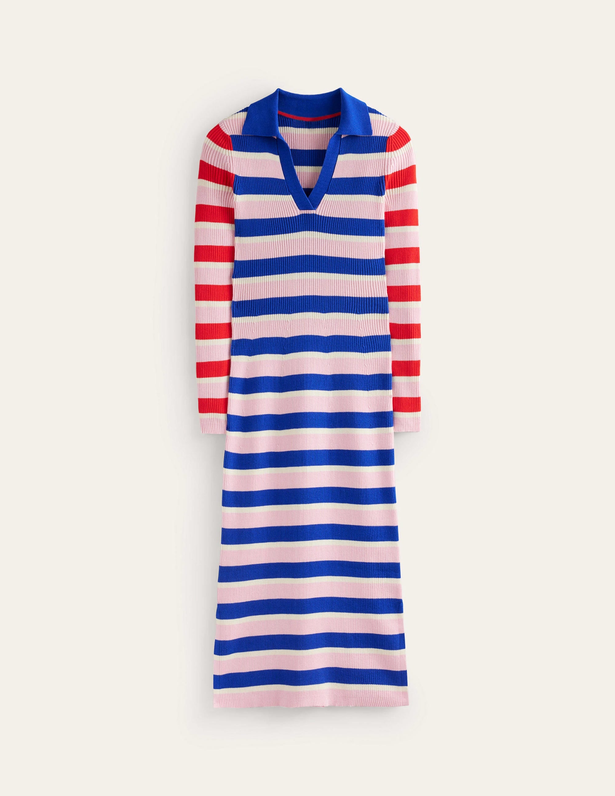 Collared Rib Dress-Orchid Pink, Warm Ivory - Image 6