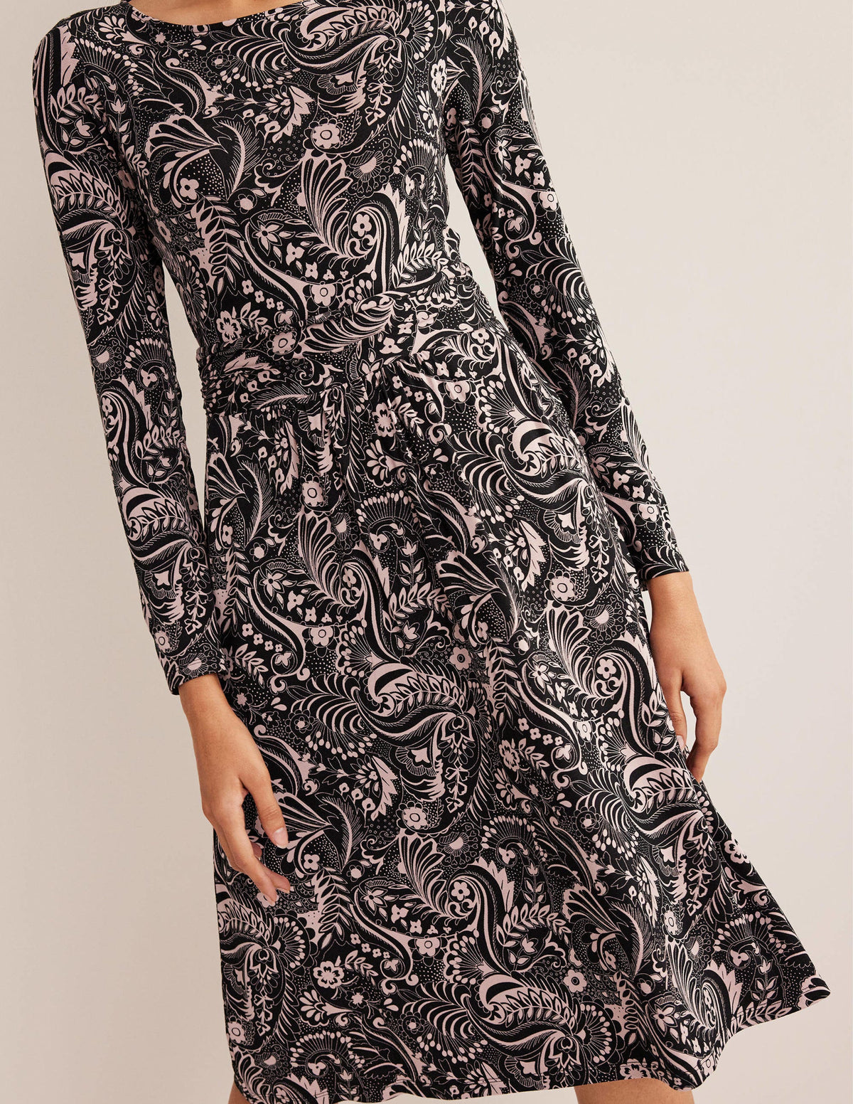 Abigail Jersey Dress-Black, Paisley Dot - Image 2